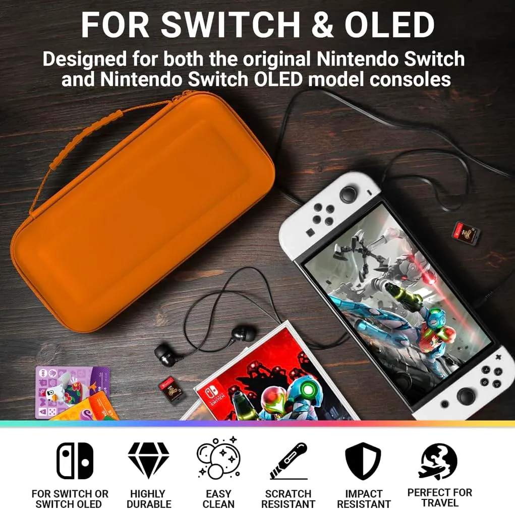 Orzly Custodia da Trasporto per Nintendo Switch e Switch OLED - Arancia - immagine 8