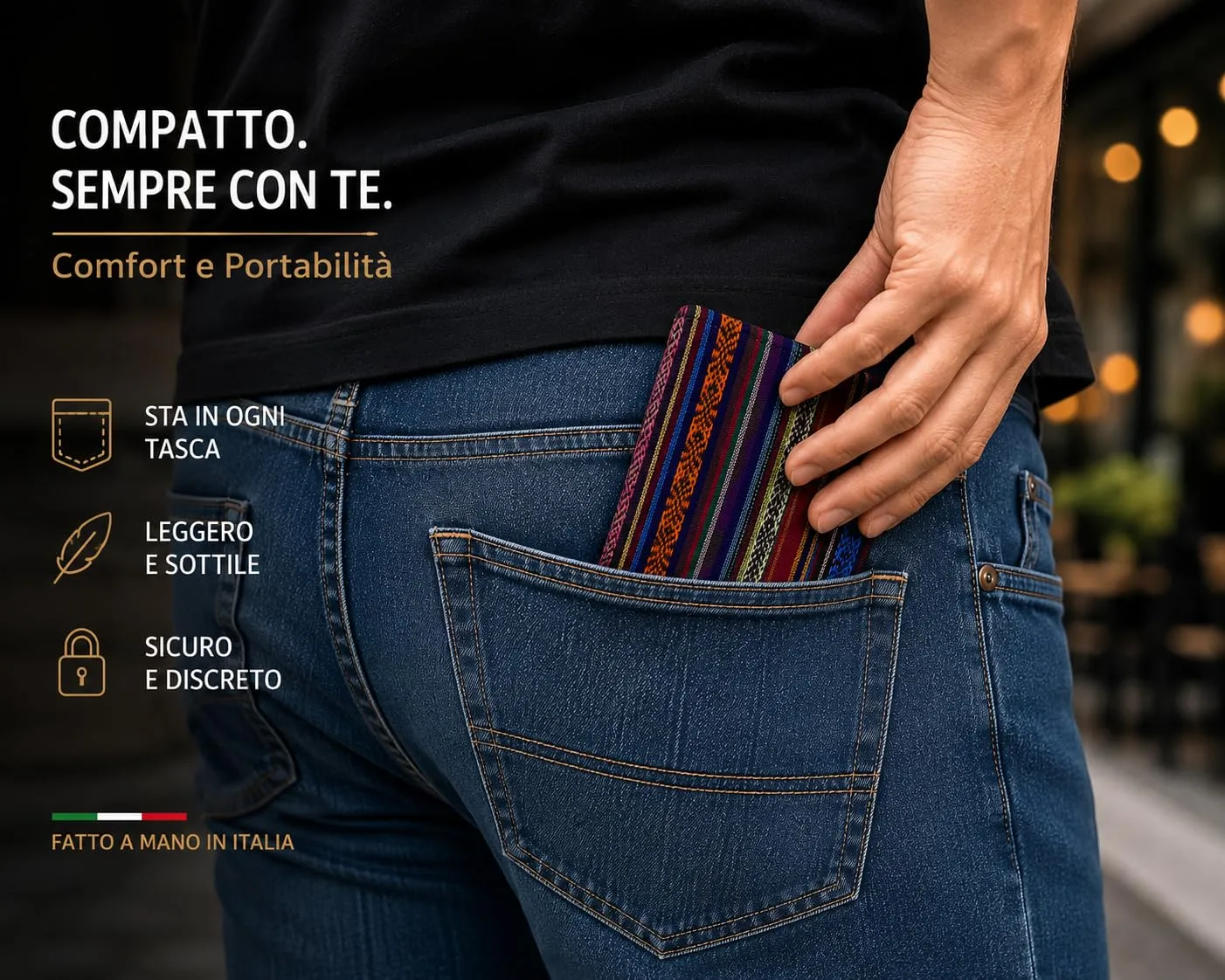 Russo Handmade Portatabacco Artigianale in Tessuto con Doppia Zip, 4 Scomparti, Mélange Rosso - immagine 7