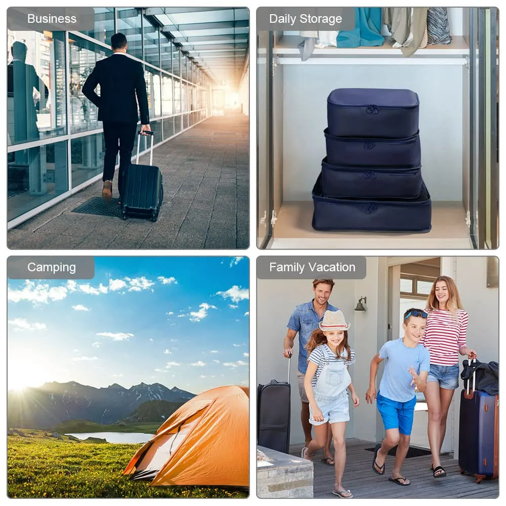 OSDUE Set Organizzatori da Valigia, 8 Pezzi, Sistema di Cubi di Viaggio per Abbigliamento, Intimo e Calzature, Blu Navy - immagine 4