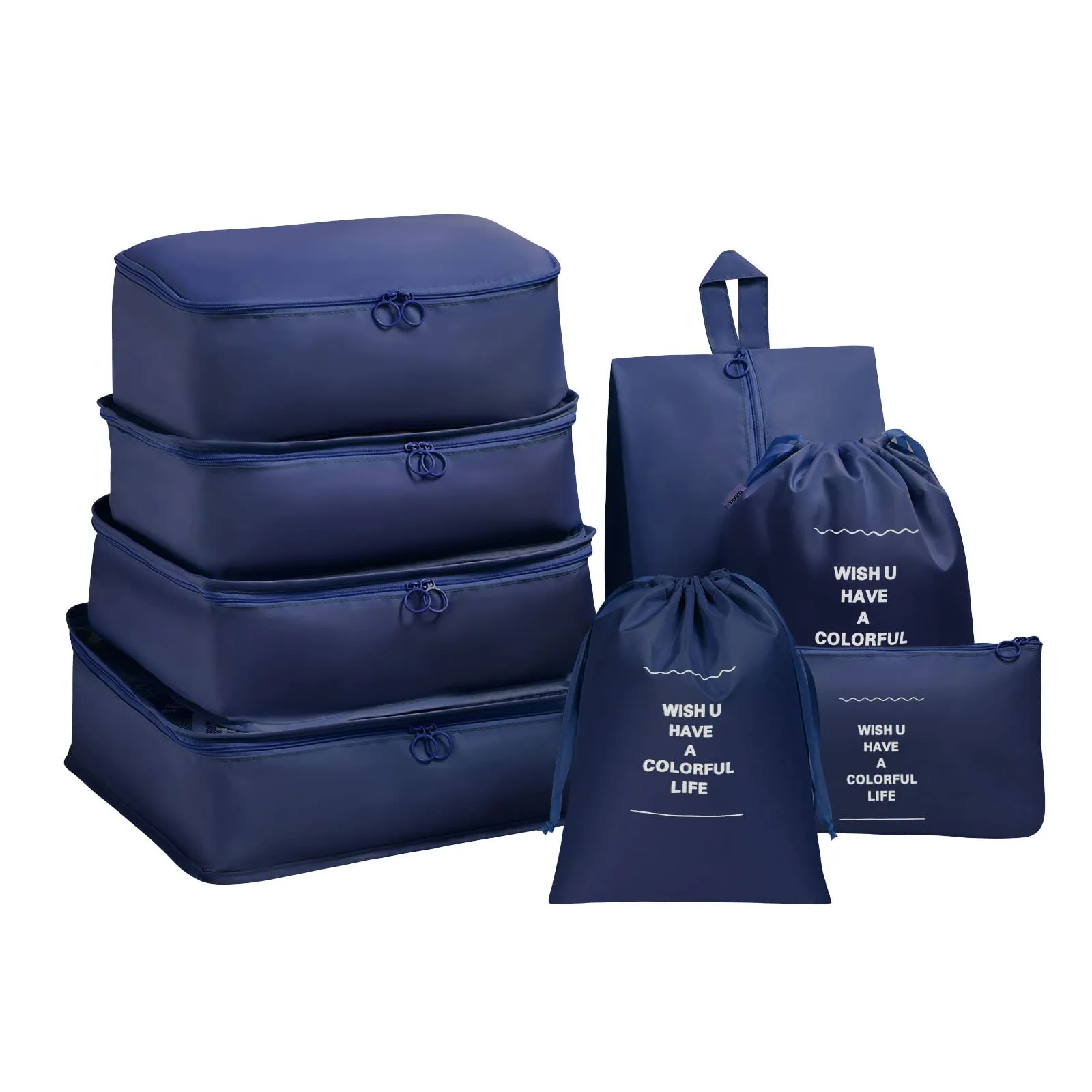 OSDUE Set Organizzatori da Valigia, 8 Pezzi, Sistema di Cubi di Viaggio per Abbigliamento, Intimo e Calzature, Blu Navy - immagine 9