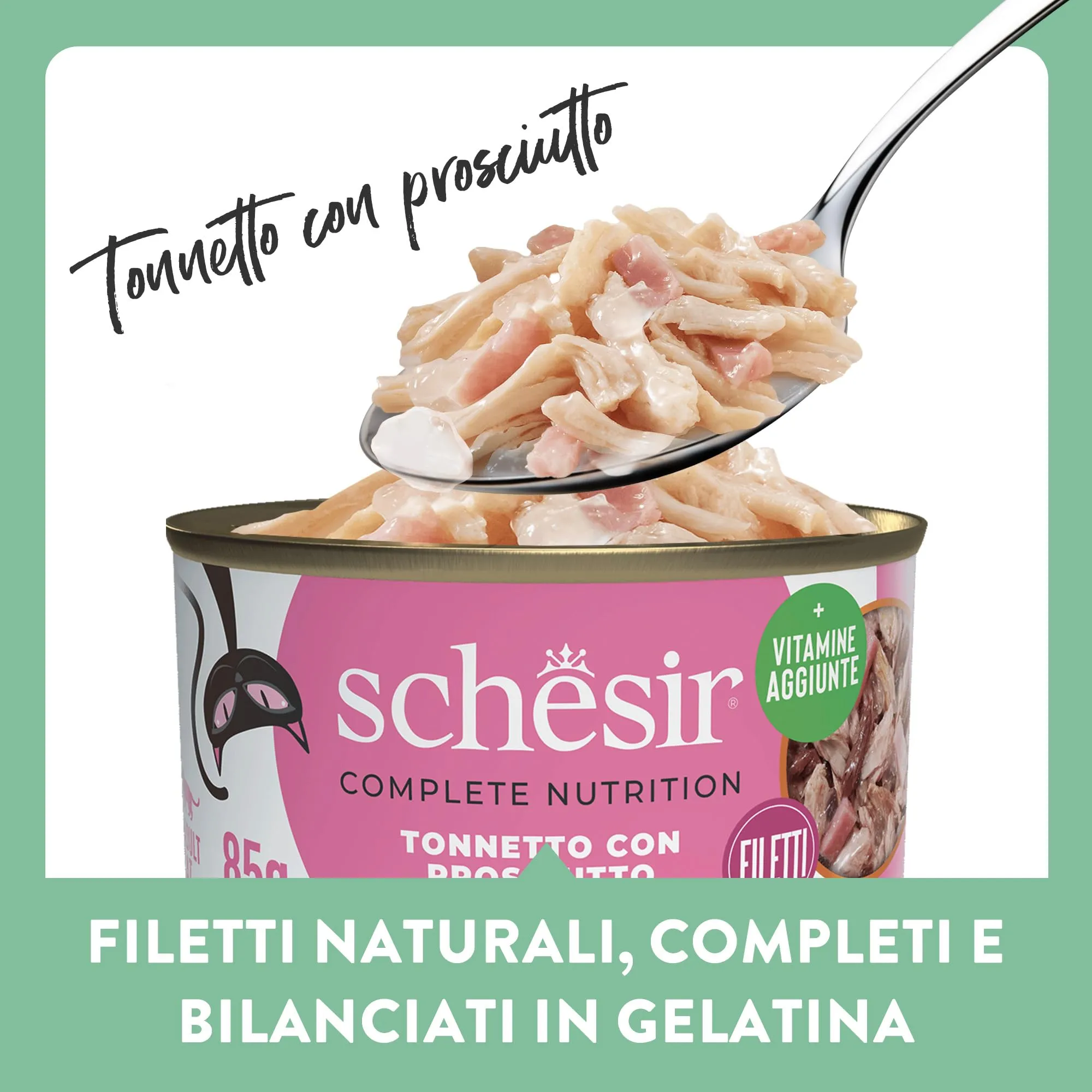 Schesir Tonno con Prosciutto in Gelatina, Cibo Umido Completo per Gatti, 6 x 85g - immagine 4