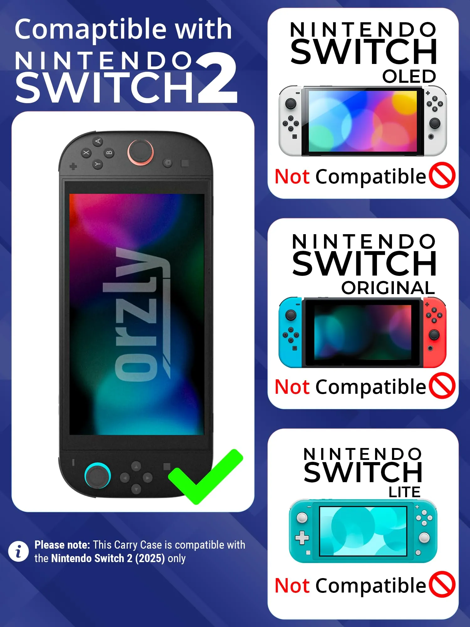 Orzly Custodia Protettiva da Viaggio per Nintendo Switch 2, Blu Navy - immagine 2