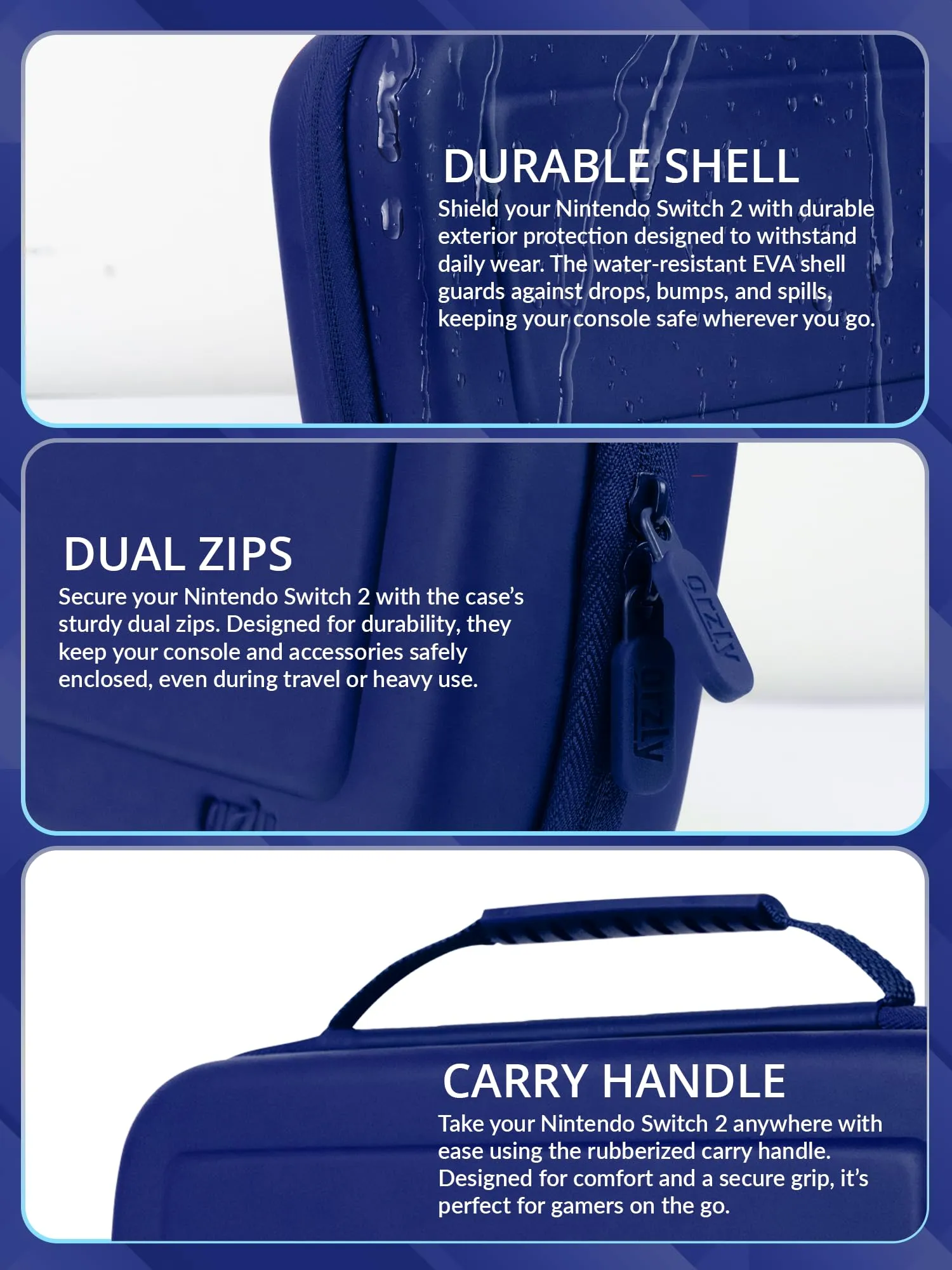 Orzly Custodia Protettiva da Viaggio per Nintendo Switch 2, Blu Navy - immagine 4