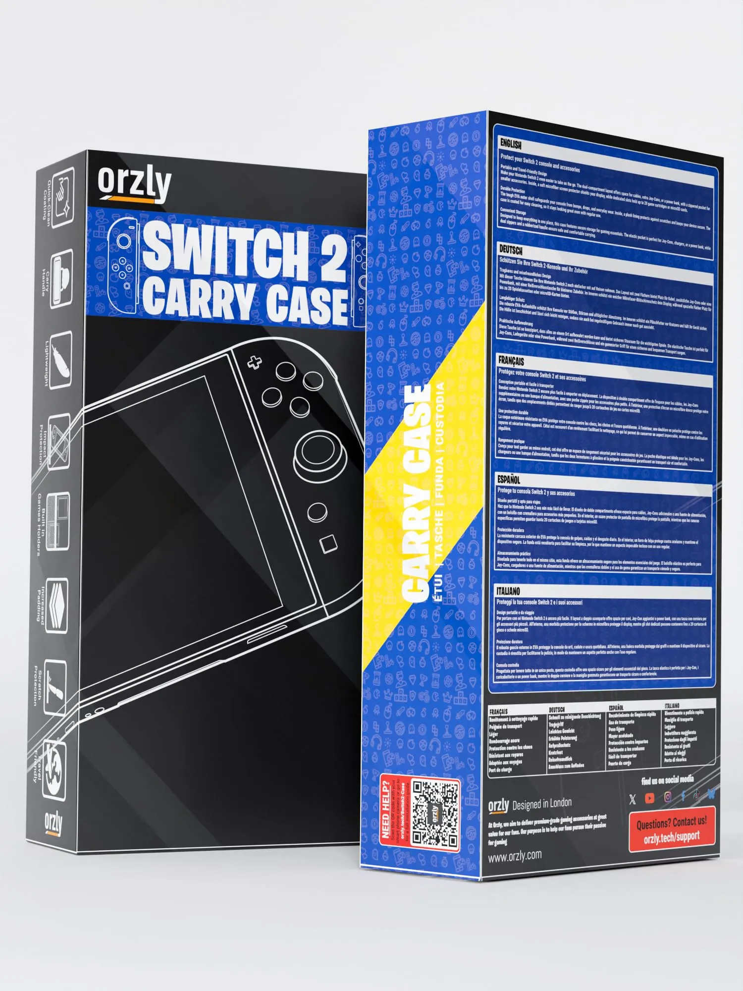 Orzly Custodia Protettiva da Viaggio per Nintendo Switch 2, Blu/Giallo - immagine 3