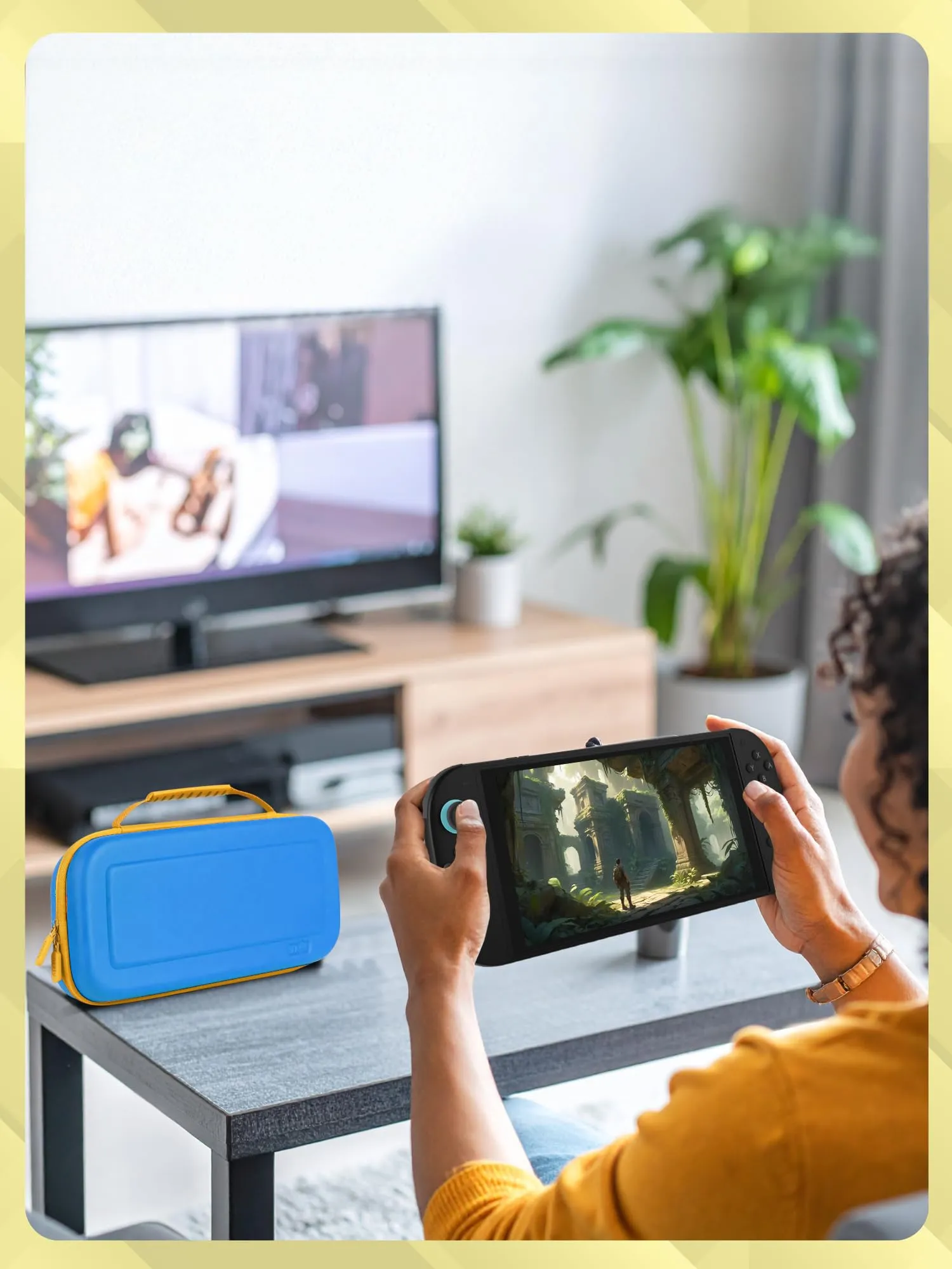 Orzly Custodia Protettiva da Viaggio per Nintendo Switch 2, Blu/Giallo - immagine 8