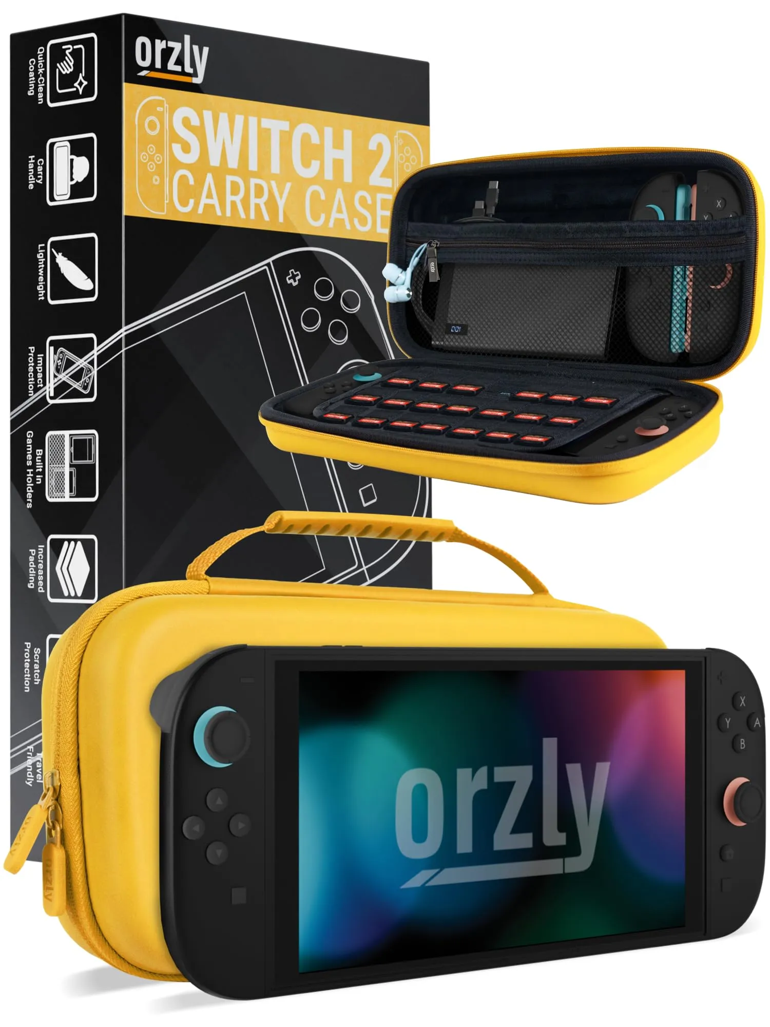 Orzly Custodia Protettiva da Viaggio per Nintendo Switch 2, Giallo - immagine 1