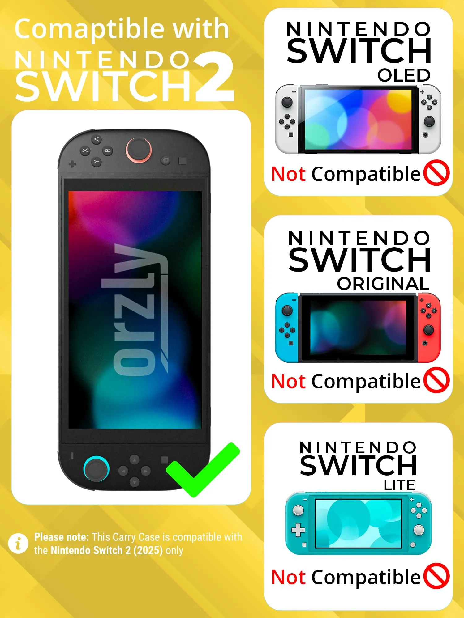 Orzly Custodia Protettiva da Viaggio per Nintendo Switch 2, Giallo - immagine 2
