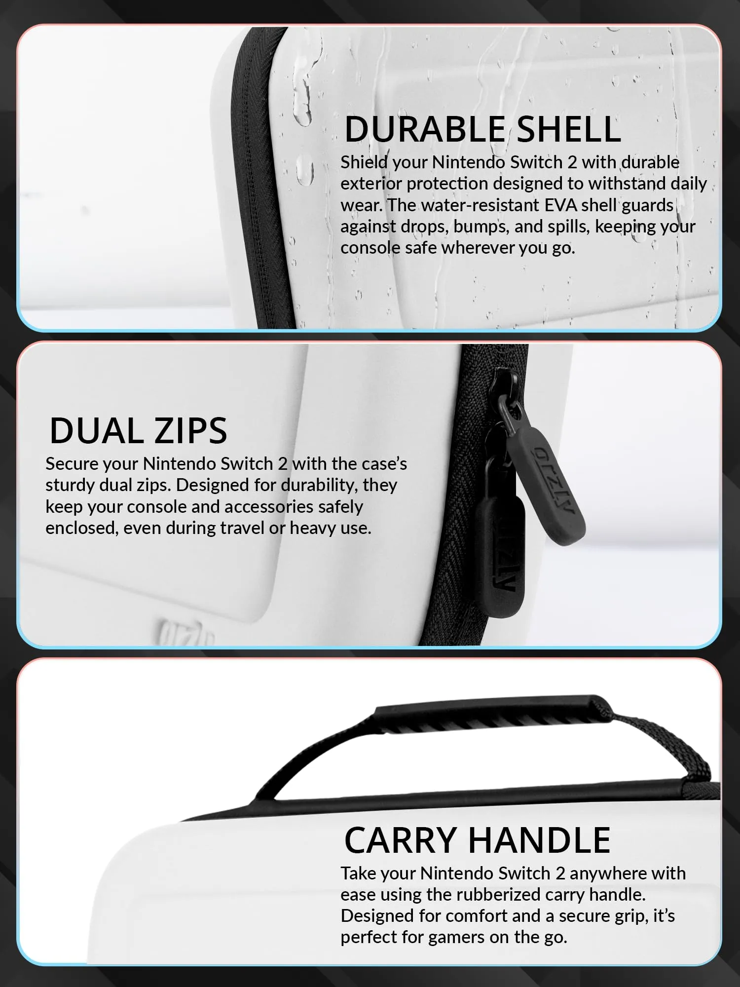 Orzly Custodia Protettiva da Viaggio per Nintendo Switch 2, Bianco - immagine 3