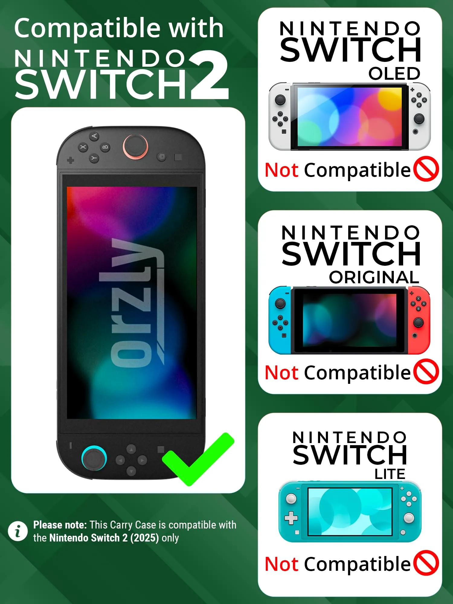 Orzly Custodia Protettiva da Viaggio per Nintendo Switch 2, Verde/Oro - immagine 2