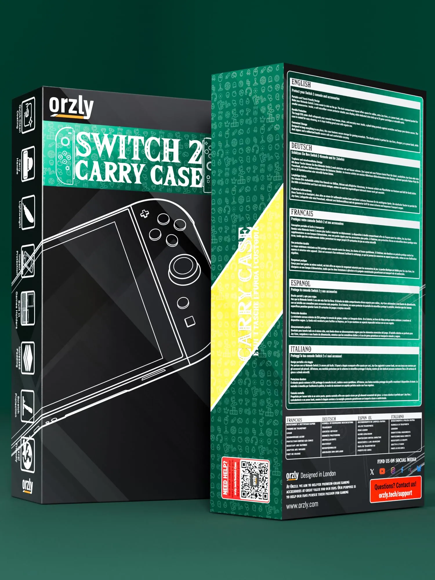 Orzly Custodia Protettiva da Viaggio per Nintendo Switch 2, Verde/Oro - immagine 3