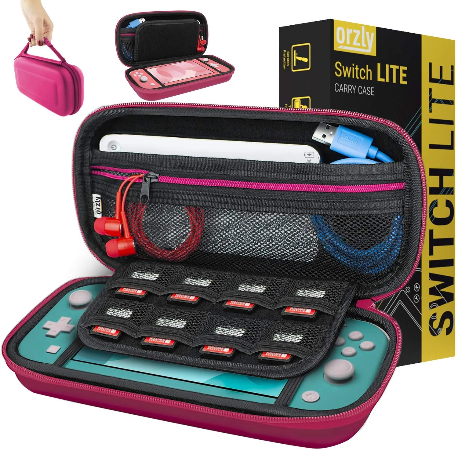 Orzly Custodia da Viaggio per Nintendo Switch Lite - Rosa - immagine 1