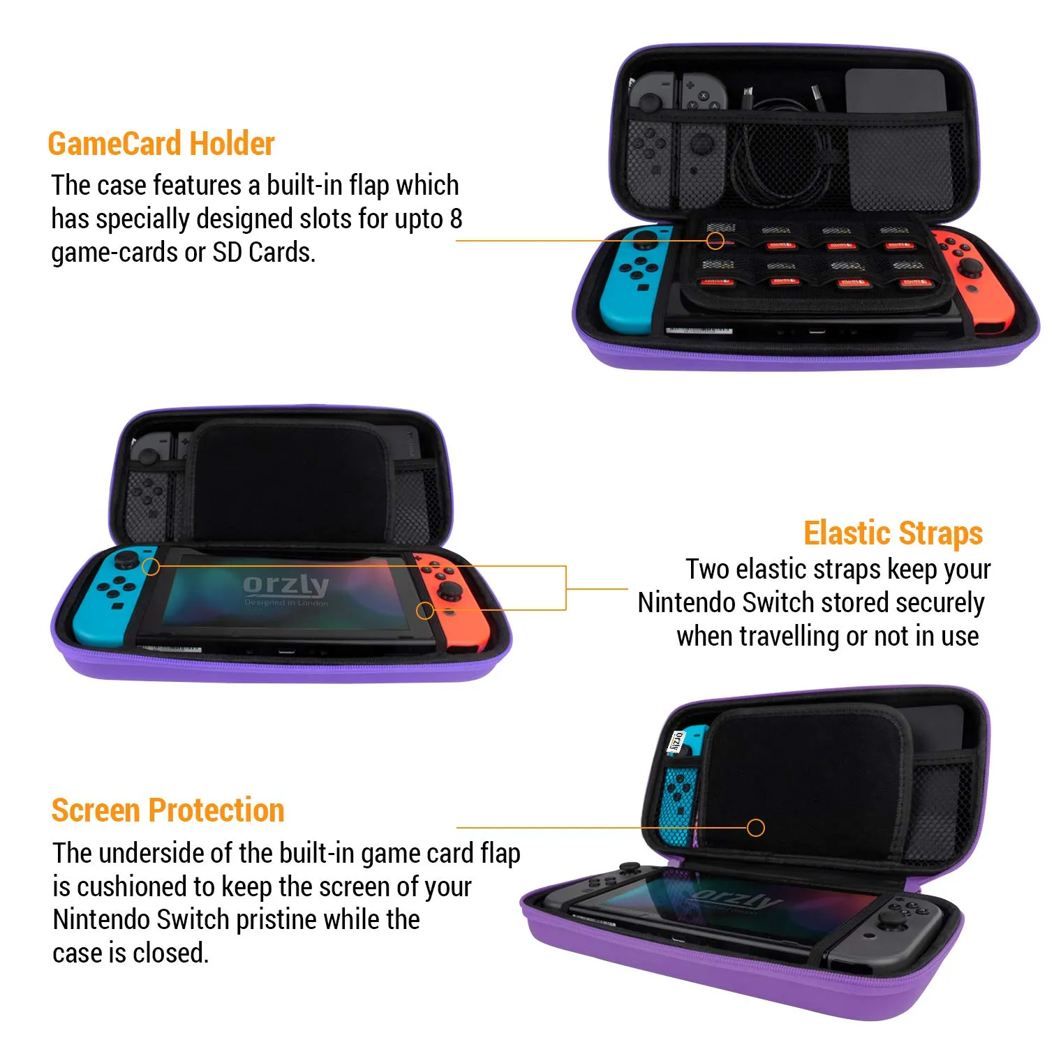 Orzly Custodia Protettiva Rigida per Nintendo Switch e Switch OLED, Viola - immagine 4