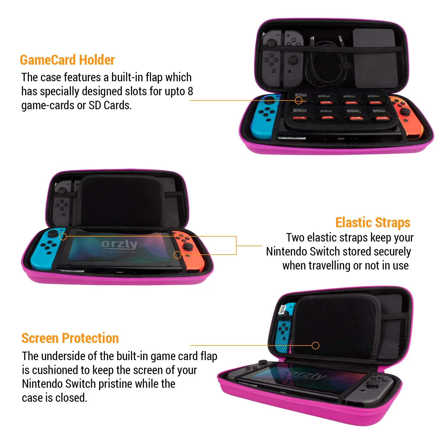 Orzly Custodia da trasporto per Nintendo Switch e Switch OLED - Rosa - immagine 4