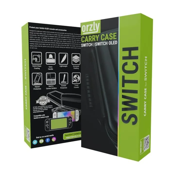 Orzly Custodia da trasporto rigida per Nintendo Switch OLED - Verde - immagine 3