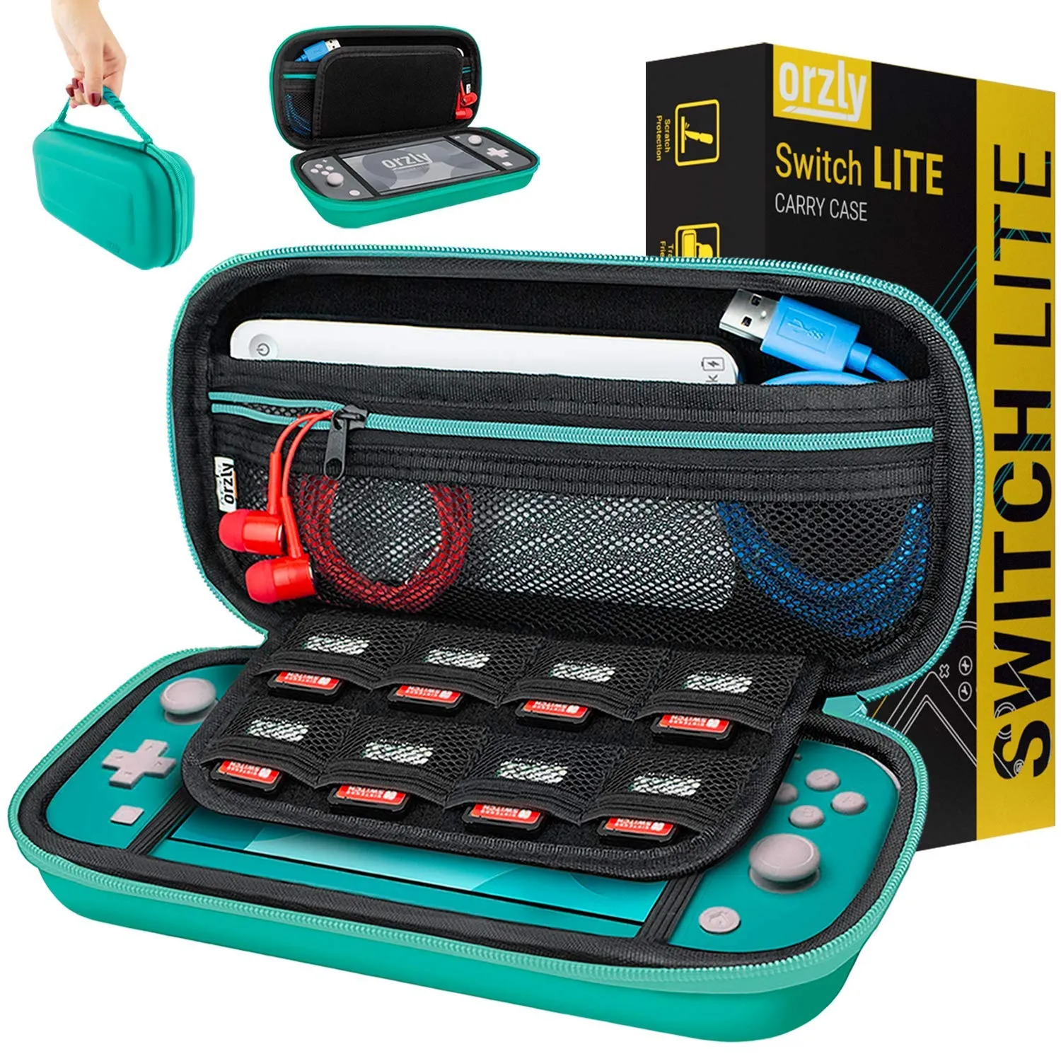Orzly Custodia Rigida per Nintendo Switch Lite - Blu Turchese - immagine 1