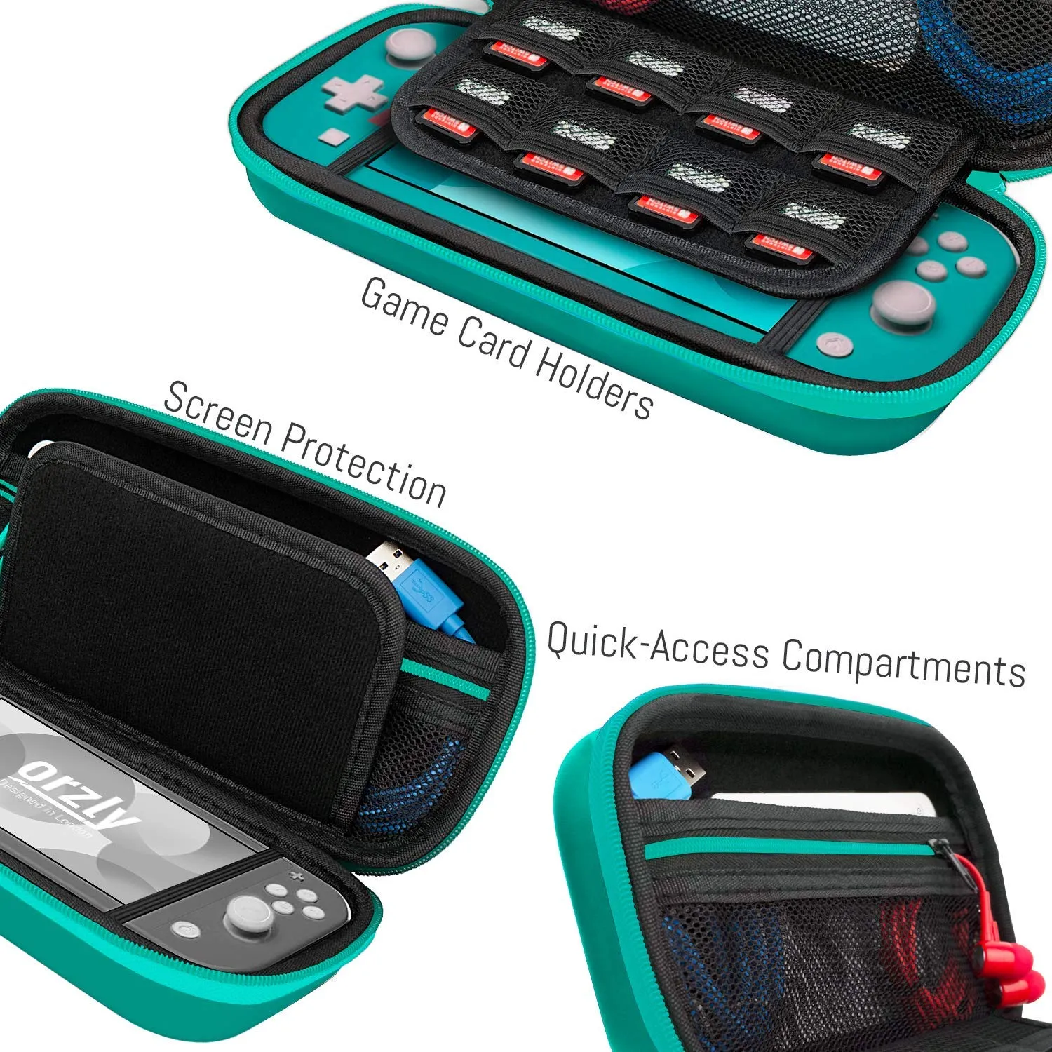 Orzly Custodia Rigida per Nintendo Switch Lite - Blu Turchese - immagine 4