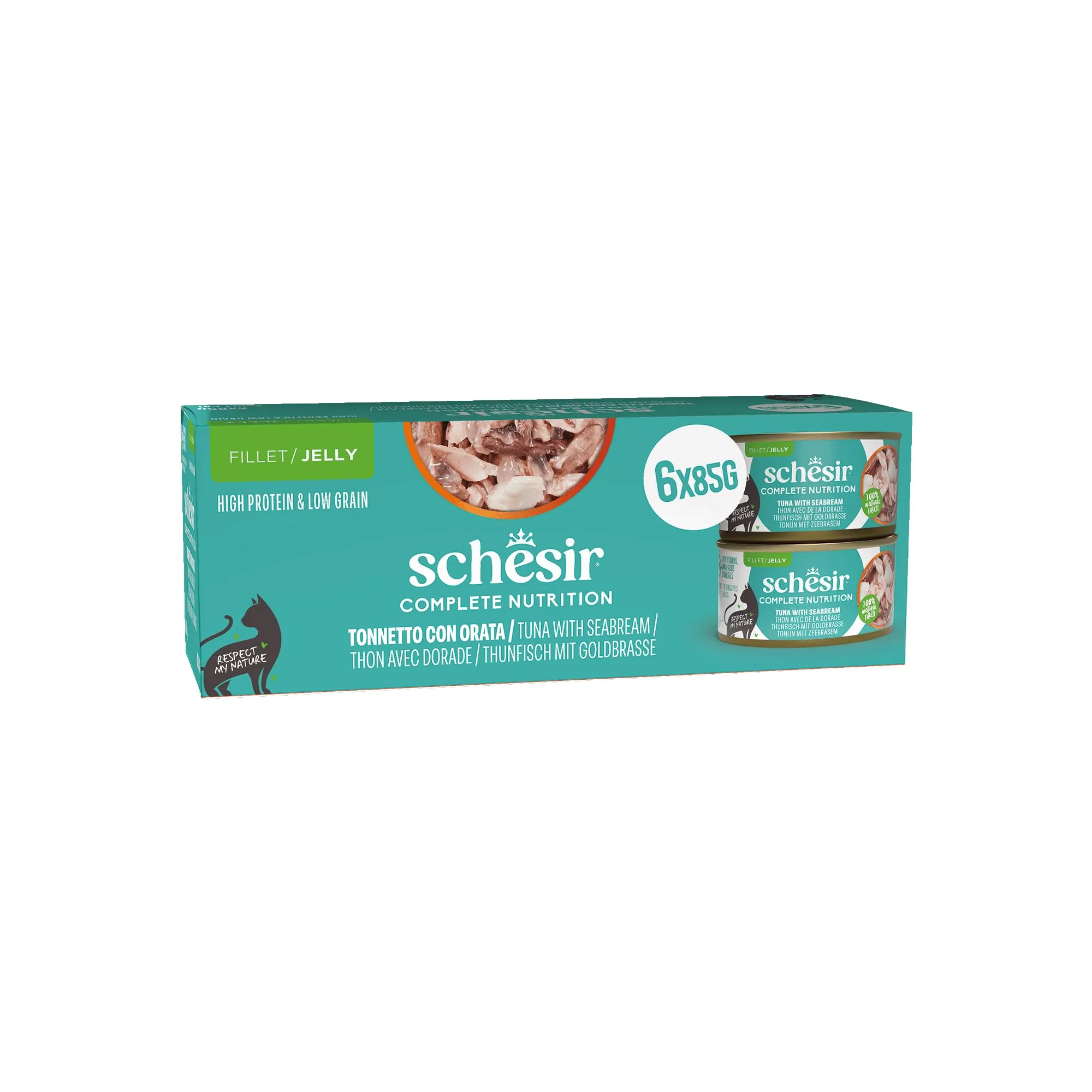Schesir Tonno con Orata in Gelatina Cibo Umido Completo per Gatti, 6x85g - immagine 1