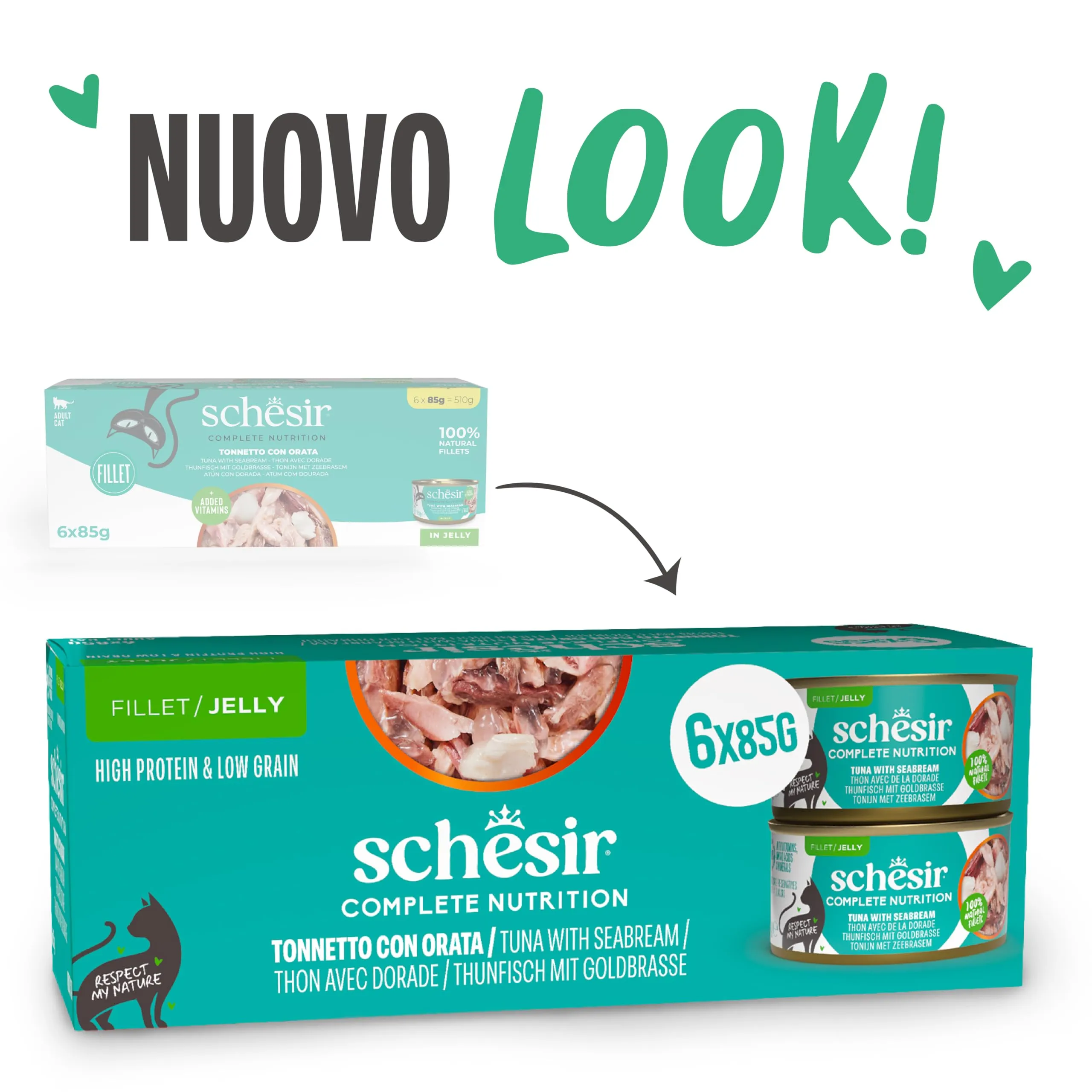 Schesir Tonno con Orata in Gelatina Cibo Umido Completo per Gatti, 6x85g - immagine 2