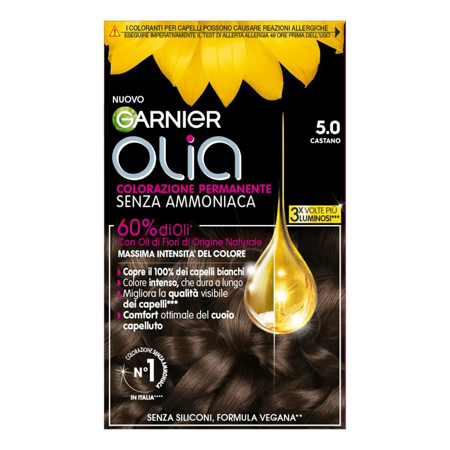 Garnier Olia Colorazione Permanente Senza Ammoniaca, Castano - immagine 1