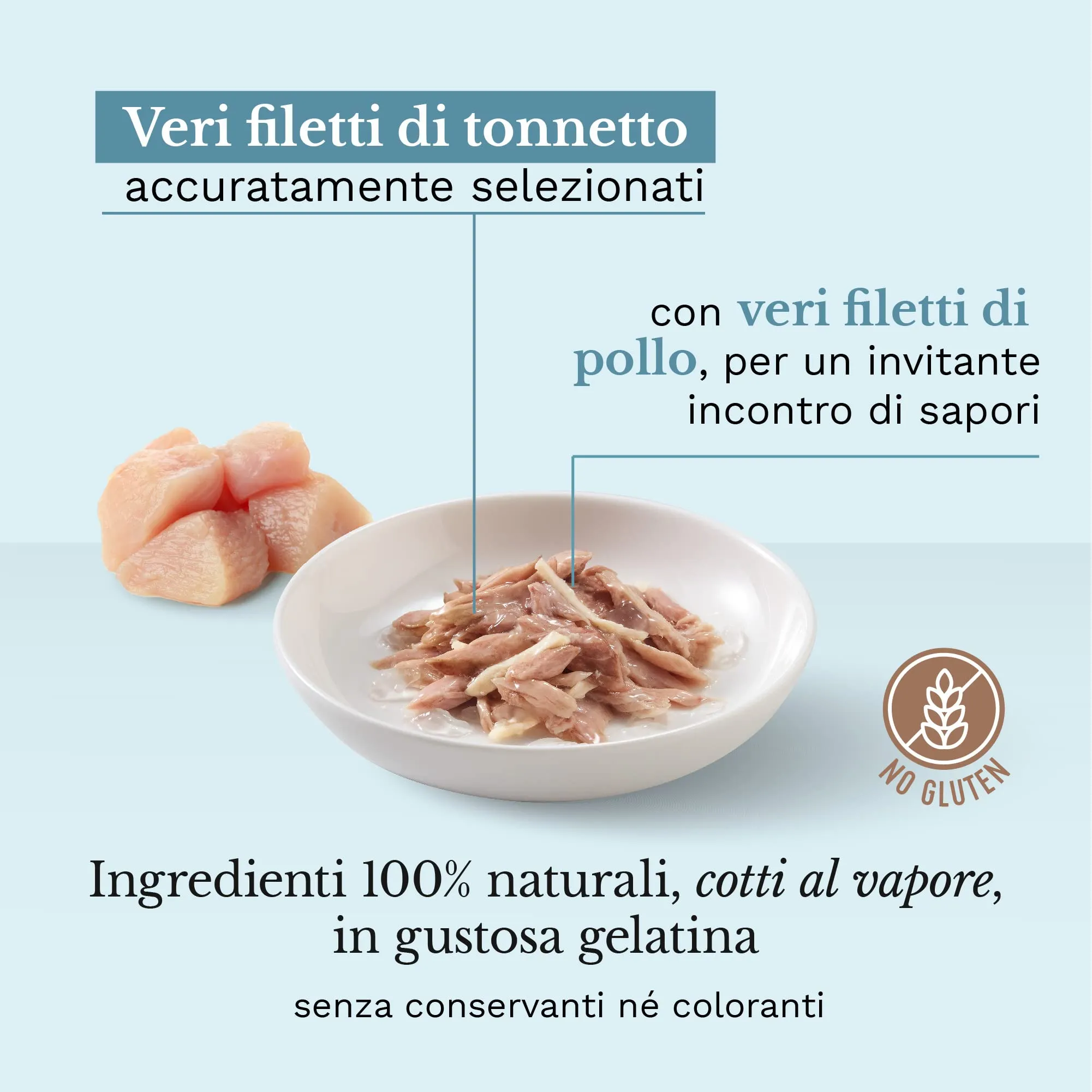 Schesir Cibo Umido per Gatti Adulti Tonnetto con Pollo in Filetti e Gelatina, 6 x 85g - immagine 2