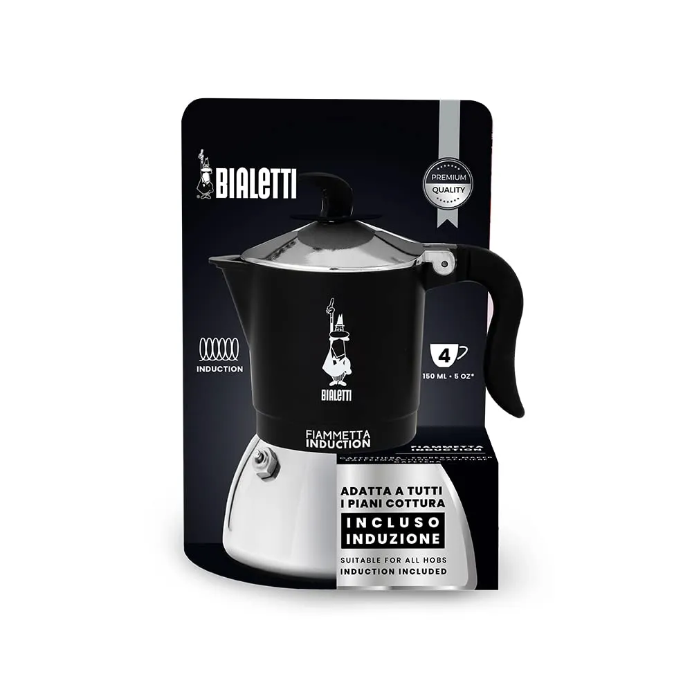 Bialetti Caffettiera Fiammetta Induction, Nero, 4 Tazze - immagine 4