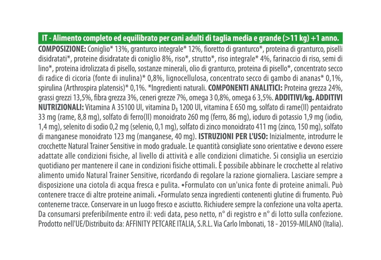 Trainer Natural Sensitive No Gluten Dog Food for Adult Medium & Maxi Dogs with Rabbit and Whole Grains, 12kg - immagine 4