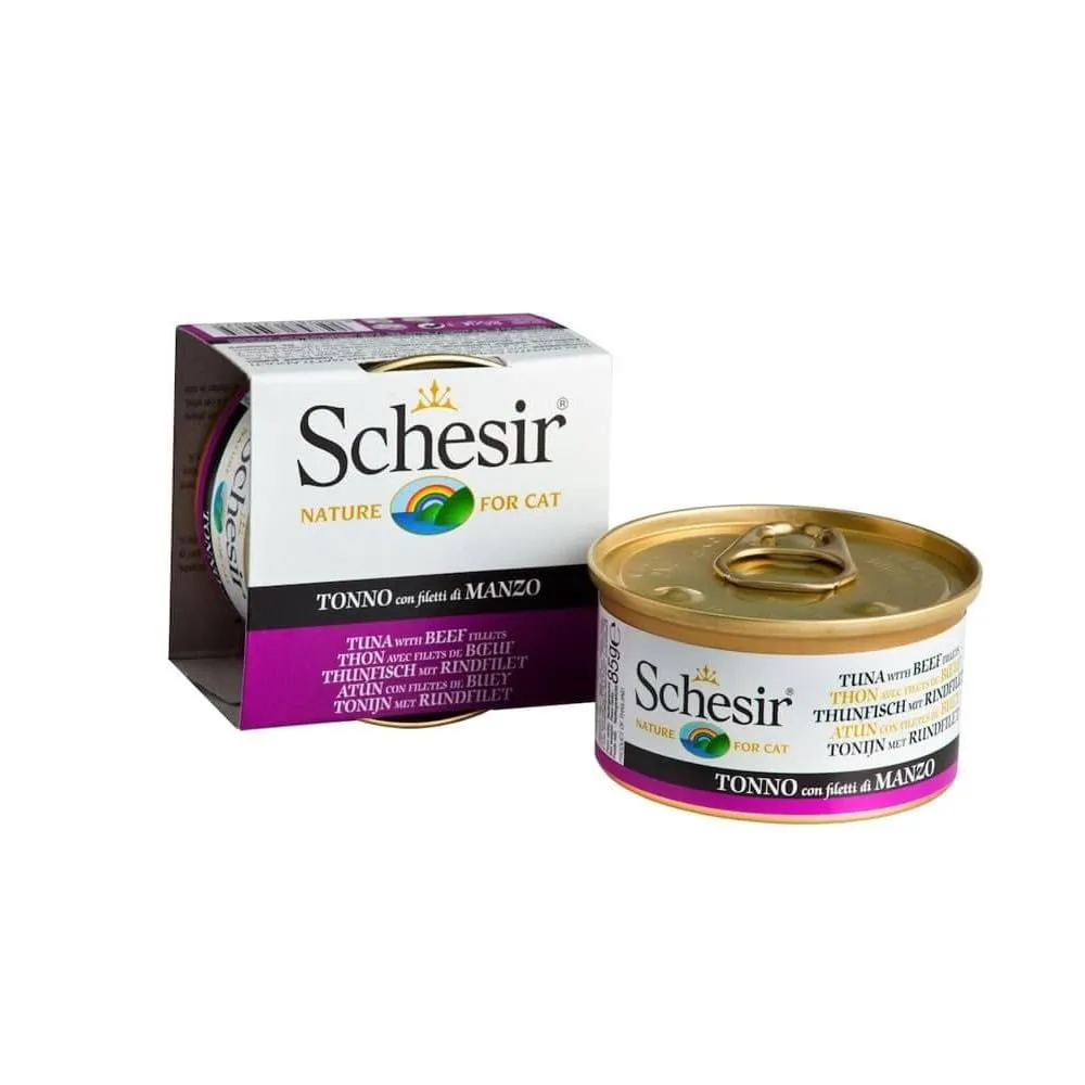 Schesir Tonnetto con Manzo in Gelatina, Cibo Umido Completo per Gatti, 6 x 85g - immagine 1