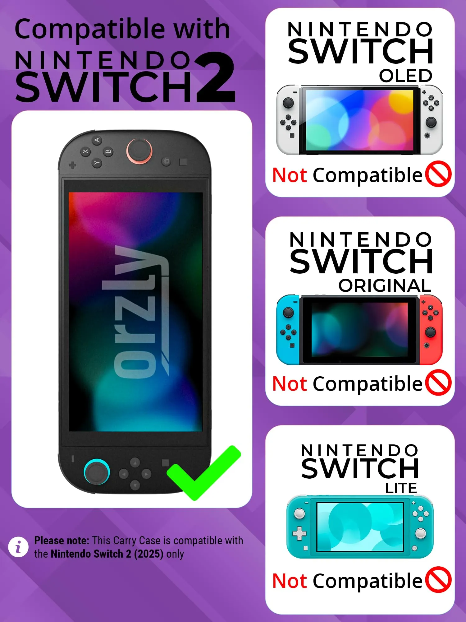 Orzly Custodia Protettiva da Viaggio per Nintendo Switch 2, Viola - immagine 2