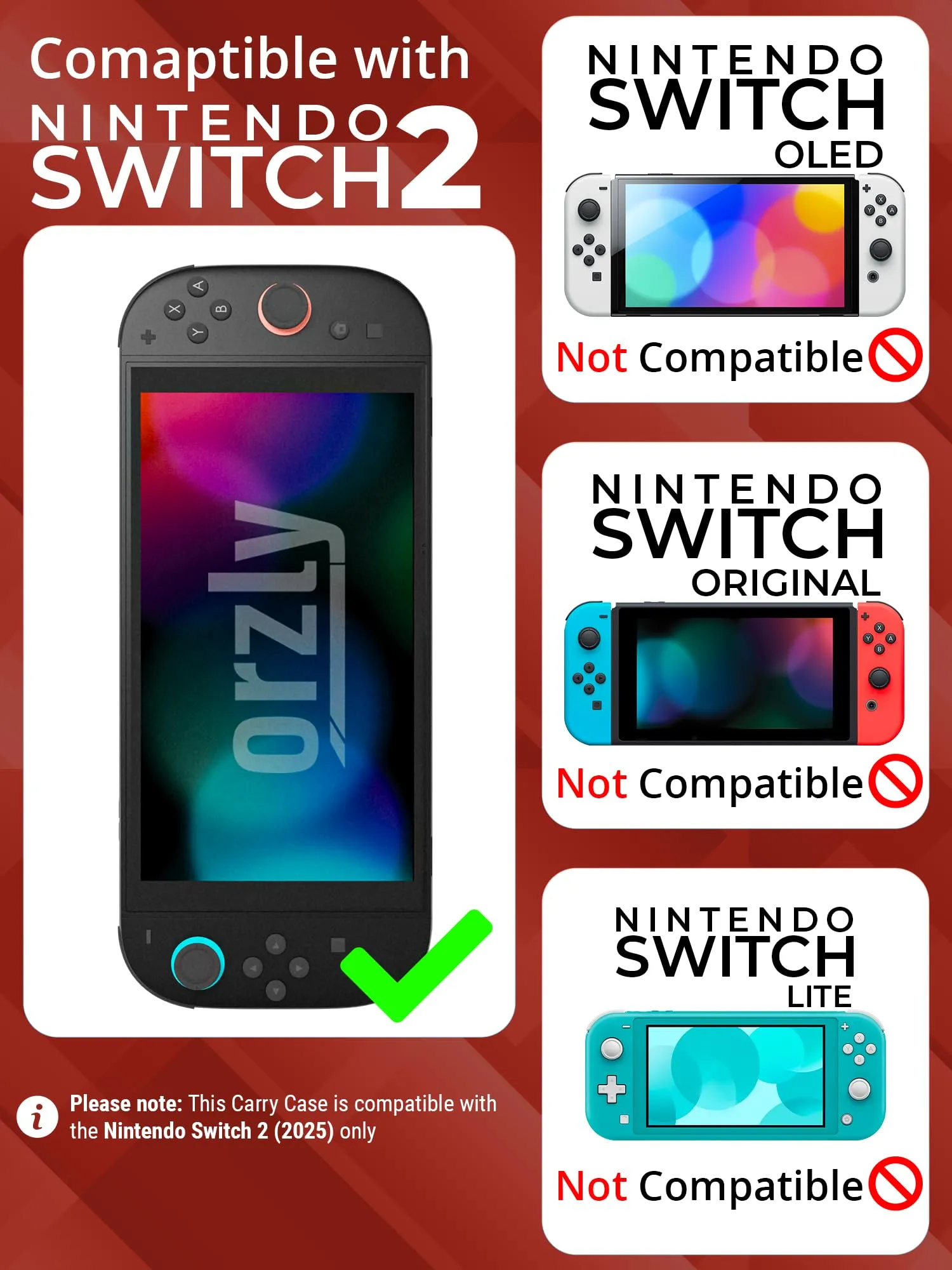 Orzly Custodia Protettiva da Viaggio per Nintendo Switch 2, Cremisi - immagine 2