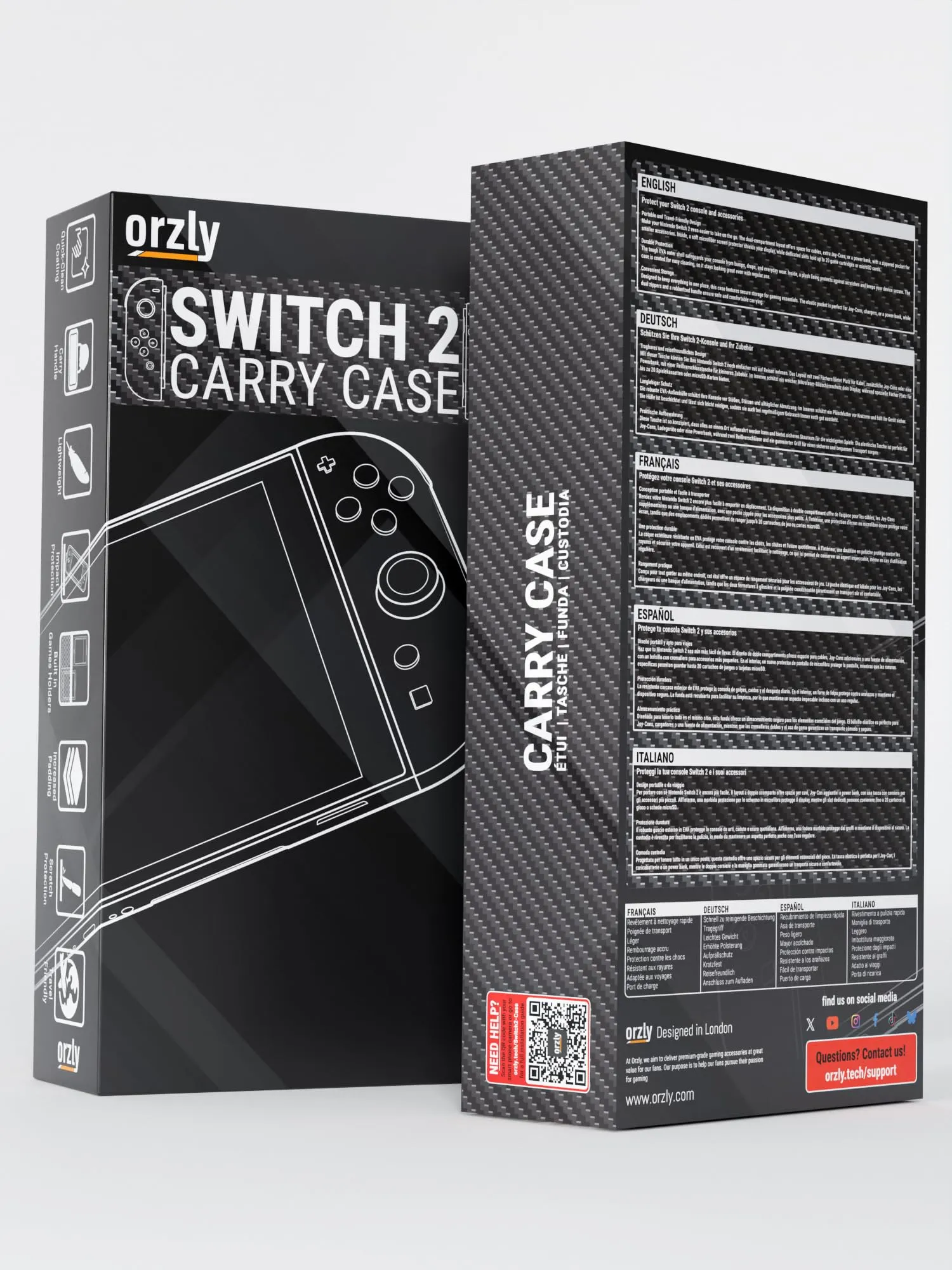 Orzly Custodia Protettiva da Viaggio per Nintendo Switch 2 - Carbonio - immagine 3