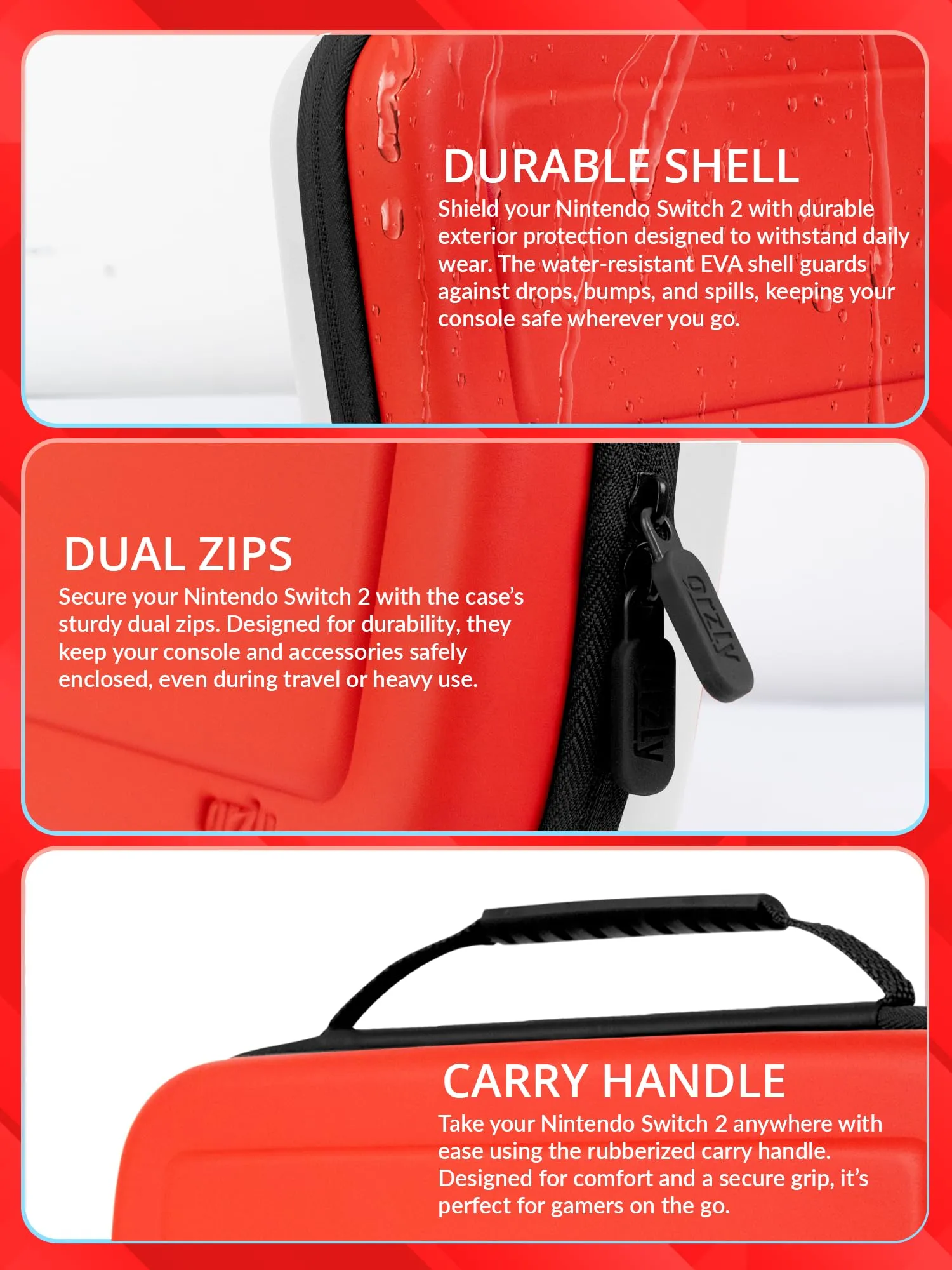 Orzly Custodia Protettiva da Viaggio per Nintendo Switch 2 con Pad per lo Schermo e Slot per Schede di Gioco e MicroSD - immagine 4
