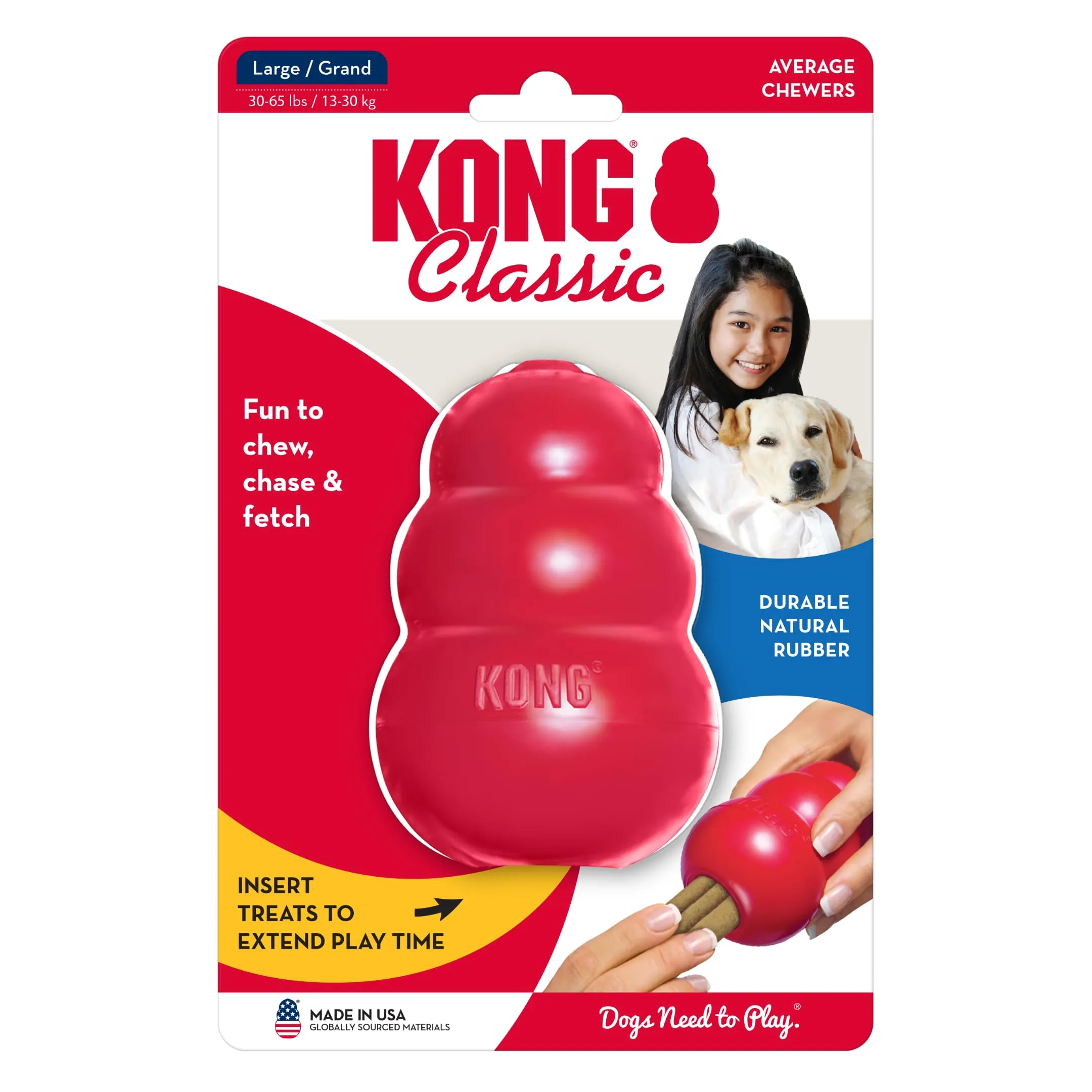 KONG Classic Giocattolo da Masticare Riempibile per Cani, Taglia Grande - immagine 9