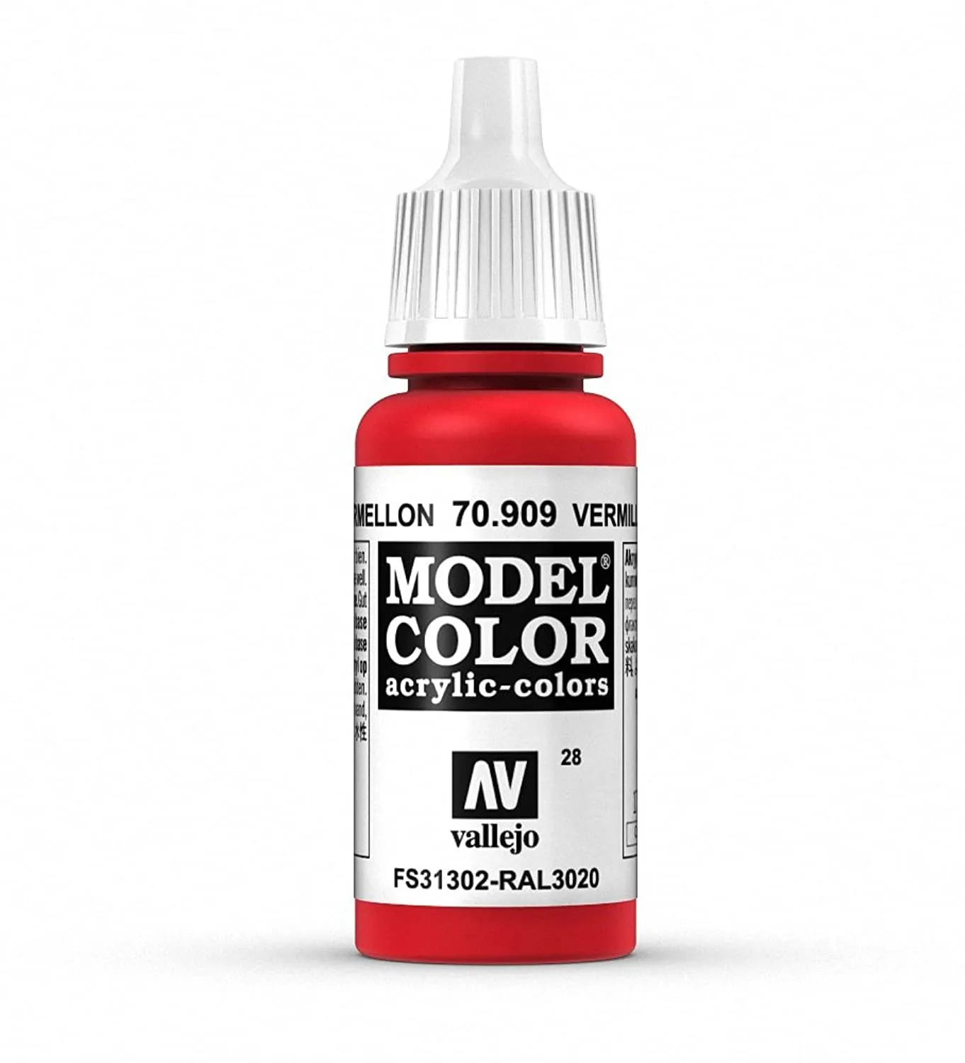 Vallejo 70.909 Colore Acrilico Opaco, Rosso (Vermillion), 17 ml - immagine 1