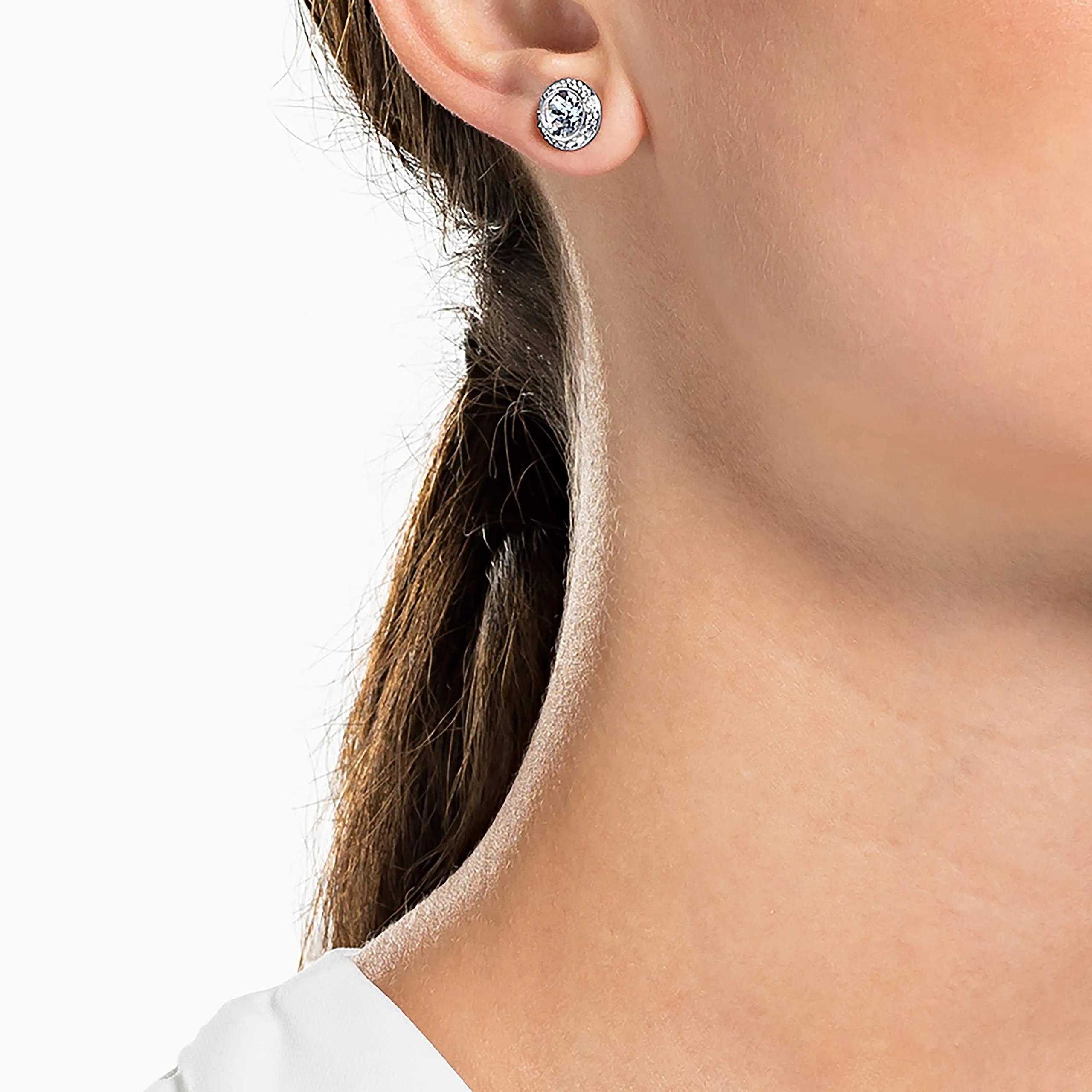 Swarovski Angelic Orecchini a lobo, Taglio Round, Bianchi, Placcato rodio - immagine 4