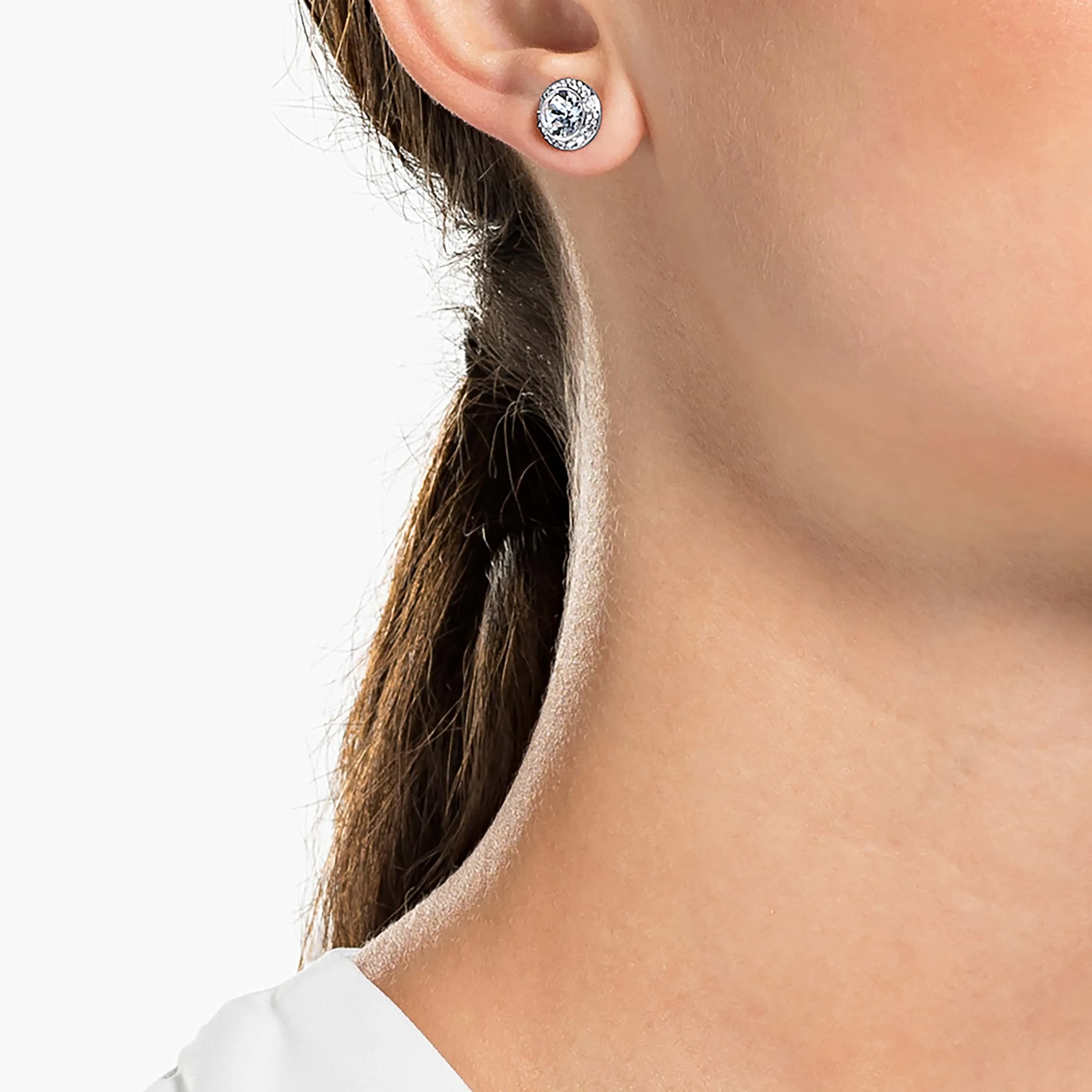 Swarovski Angelic Orecchini a lobo, Taglio Round, Bianchi, Placcato rodio - immagine 5