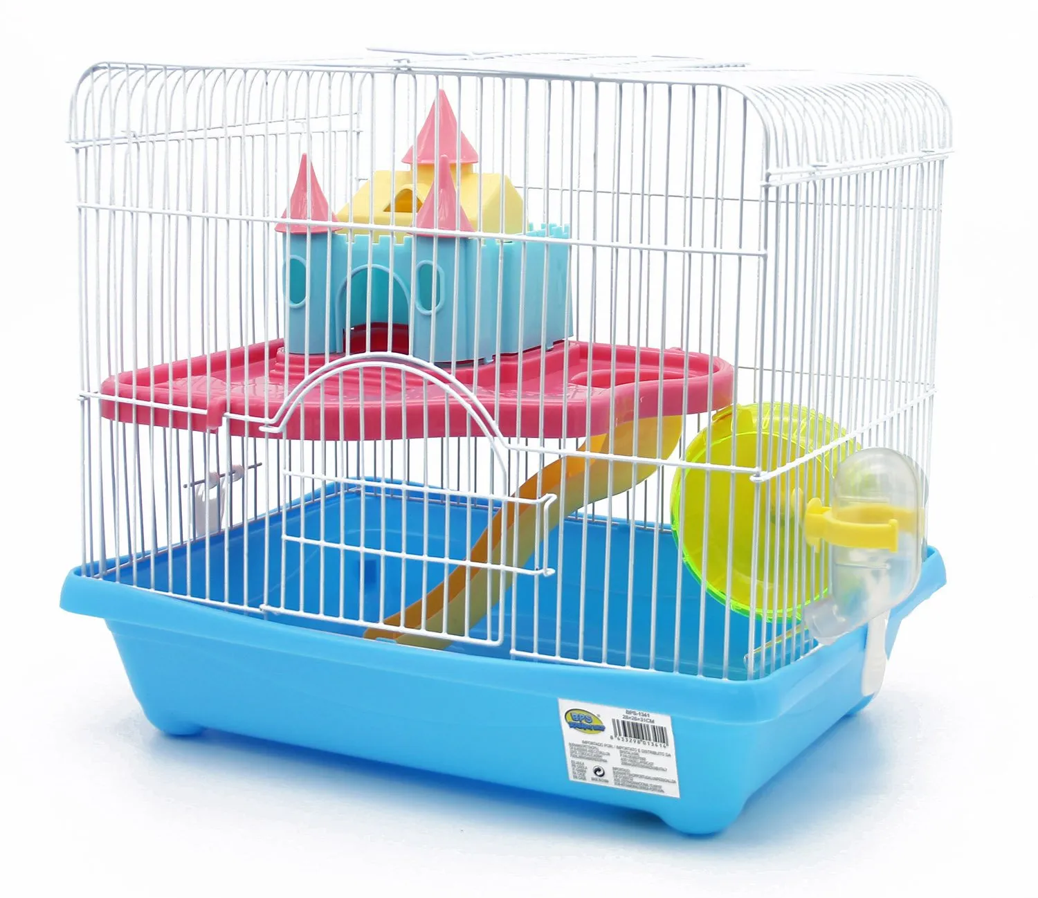 BPS BPS-1341 Gabbia per criceti con scaletta, abbeveratoio, ruota e casetta, XL 35 x 26 x 31 cm, Multicolore - immagine 1