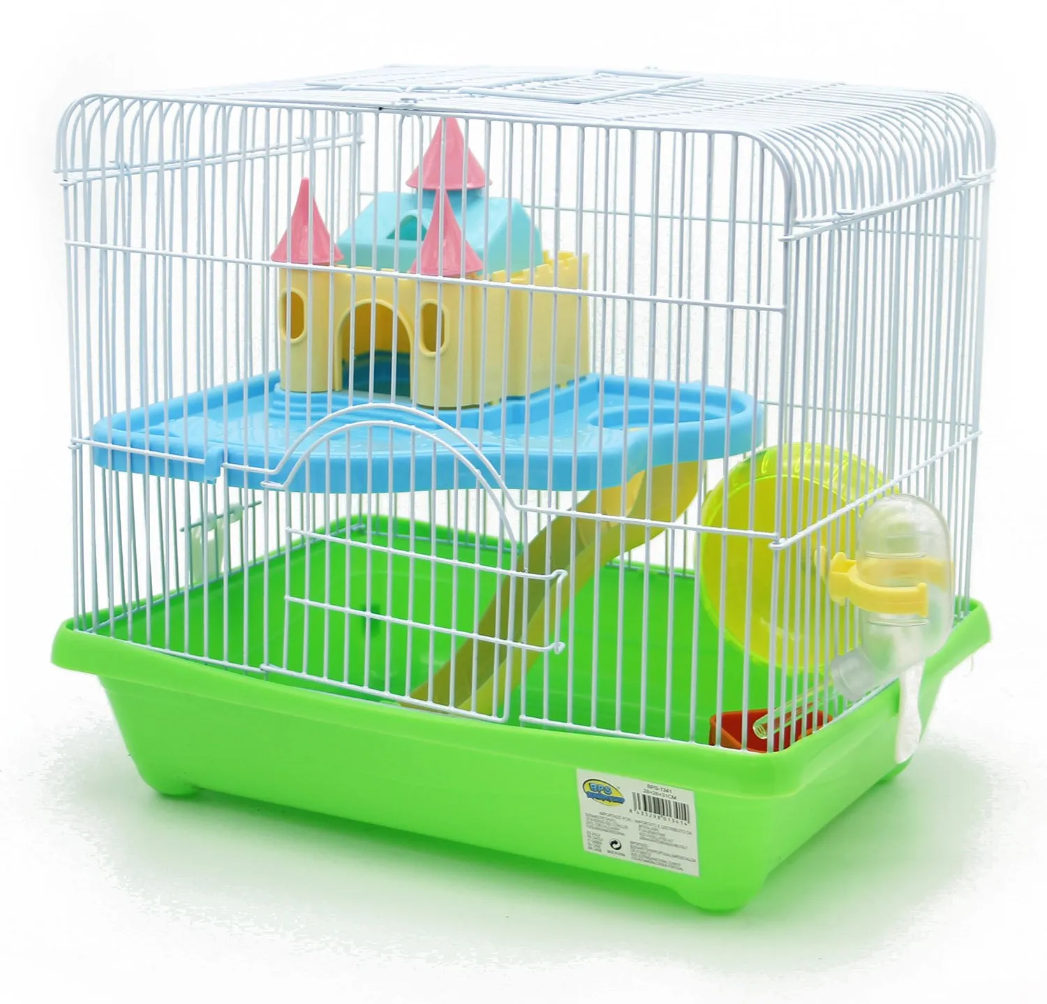 BPS BPS-1341 Gabbia per criceti con scaletta, abbeveratoio, ruota e casetta, XL 35 x 26 x 31 cm, Multicolore - immagine 5