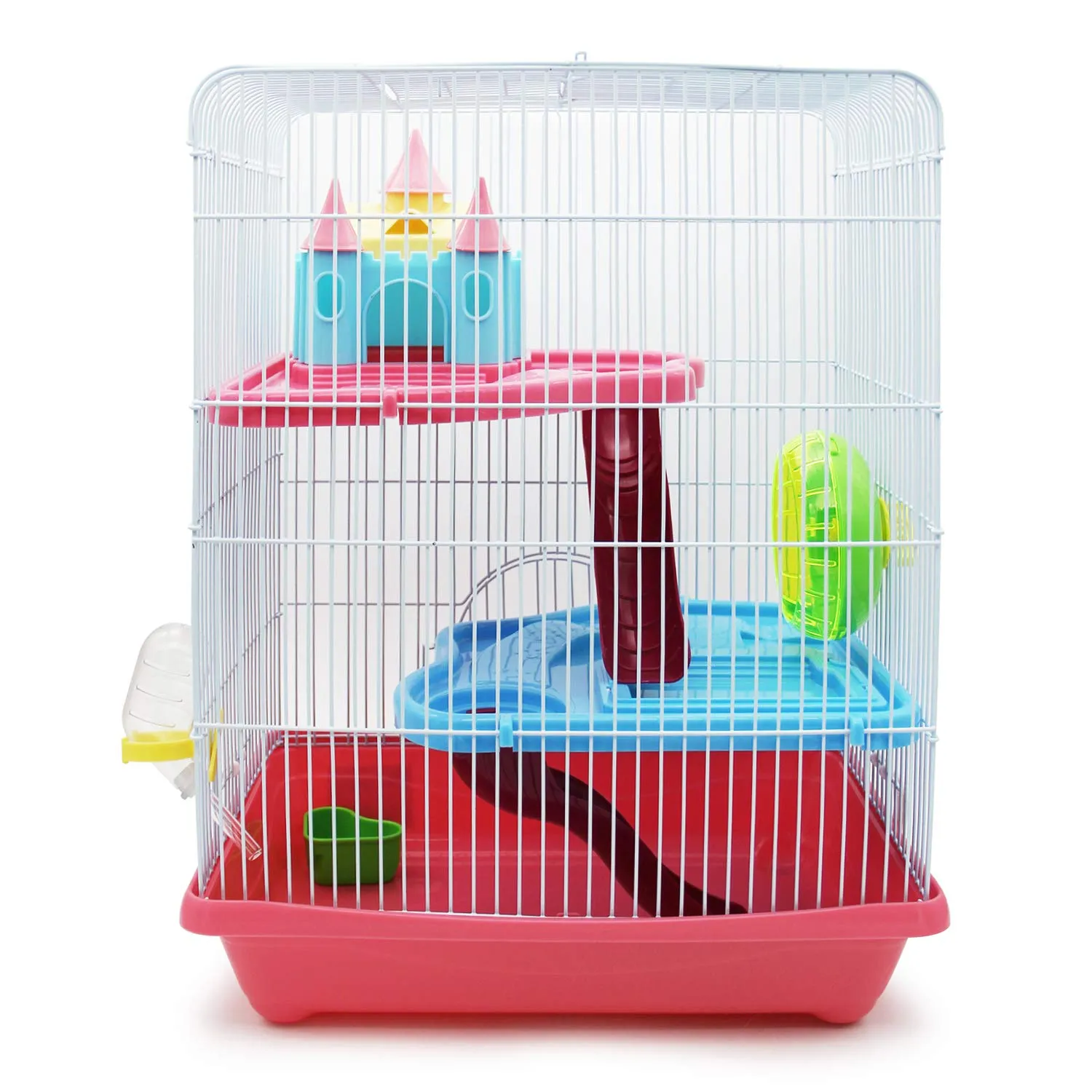 BPS Chalet Cage House per Criceti con Mangiatoia, Abbeveratoio e Ruota, 35 x 26 x 46 cm BPS-1342 - immagine 1