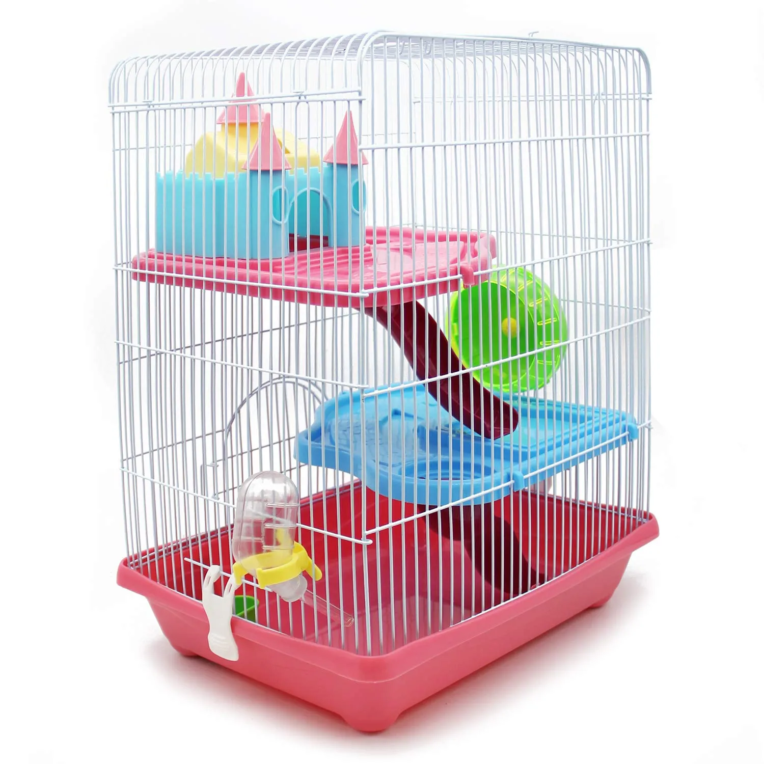 BPS Chalet Cage House per Criceti con Mangiatoia, Abbeveratoio e Ruota, 35 x 26 x 46 cm BPS-1342 - immagine 2