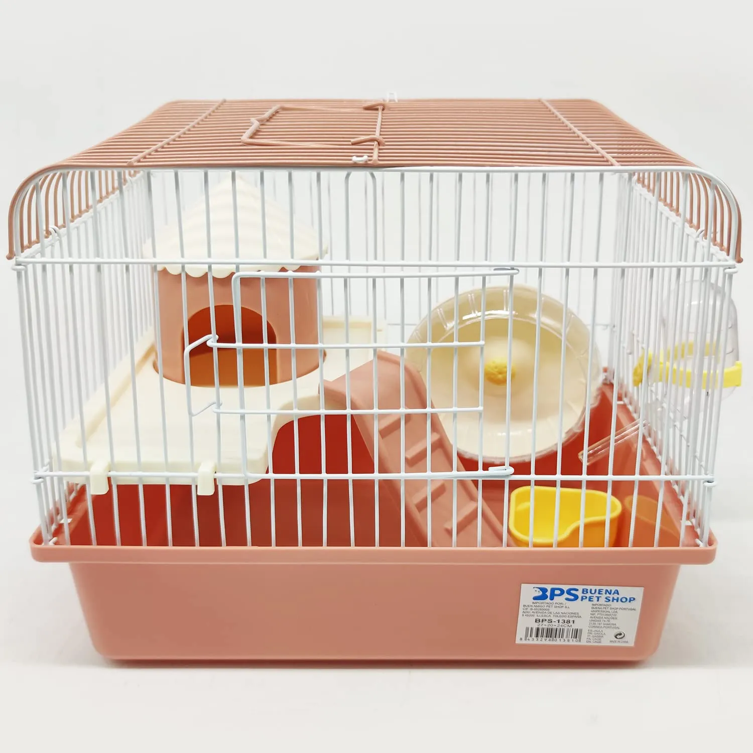 BPS BPS-1381 Mini Gabbia per Criceti con Mangiatoia, Abbeveratoio e Ruota, 27 x 20 x 24 cm, Colore Casuale - immagine 4