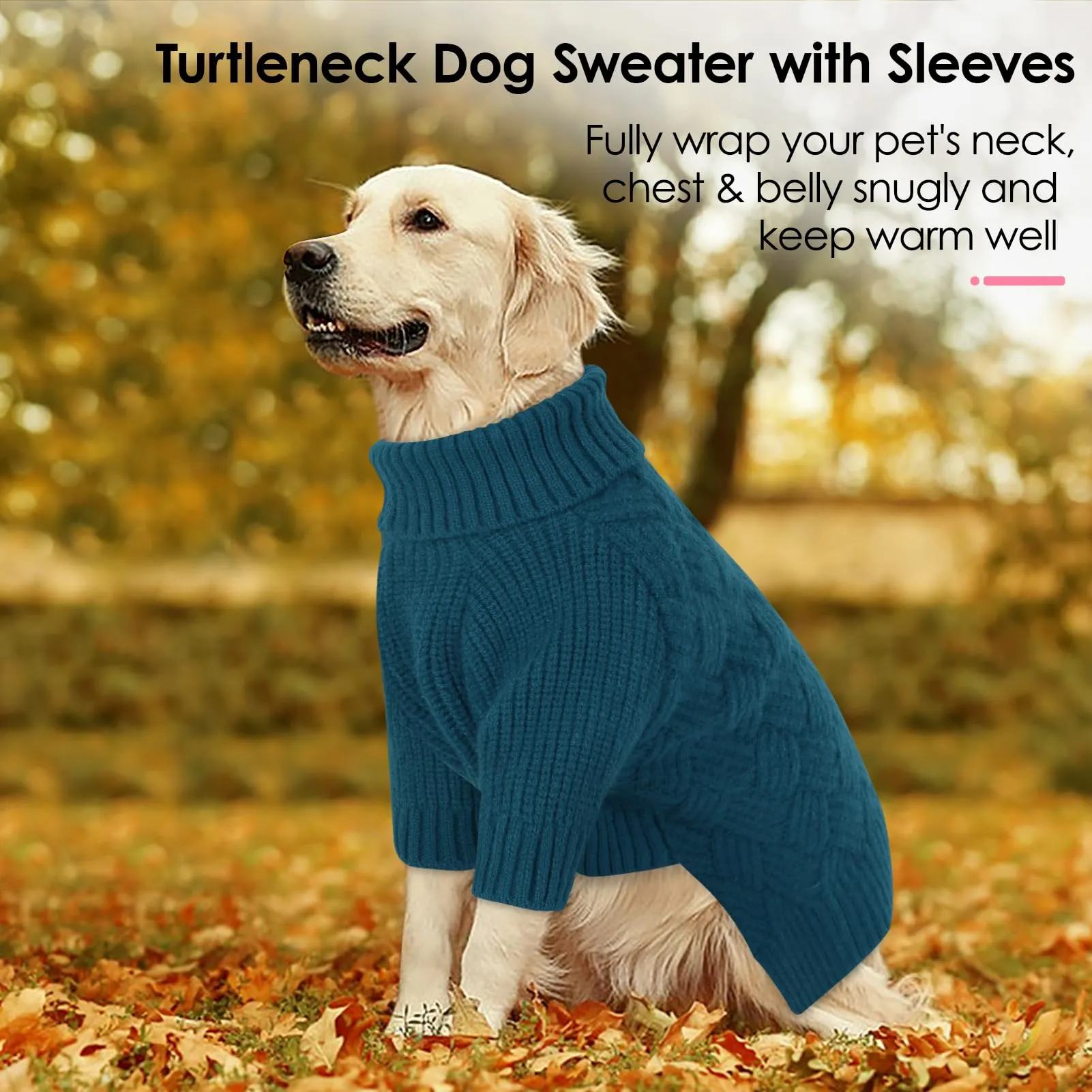 AOFITEE Maglione Invernale per Cani con Collo Alto, Blu, XS - immagine 2