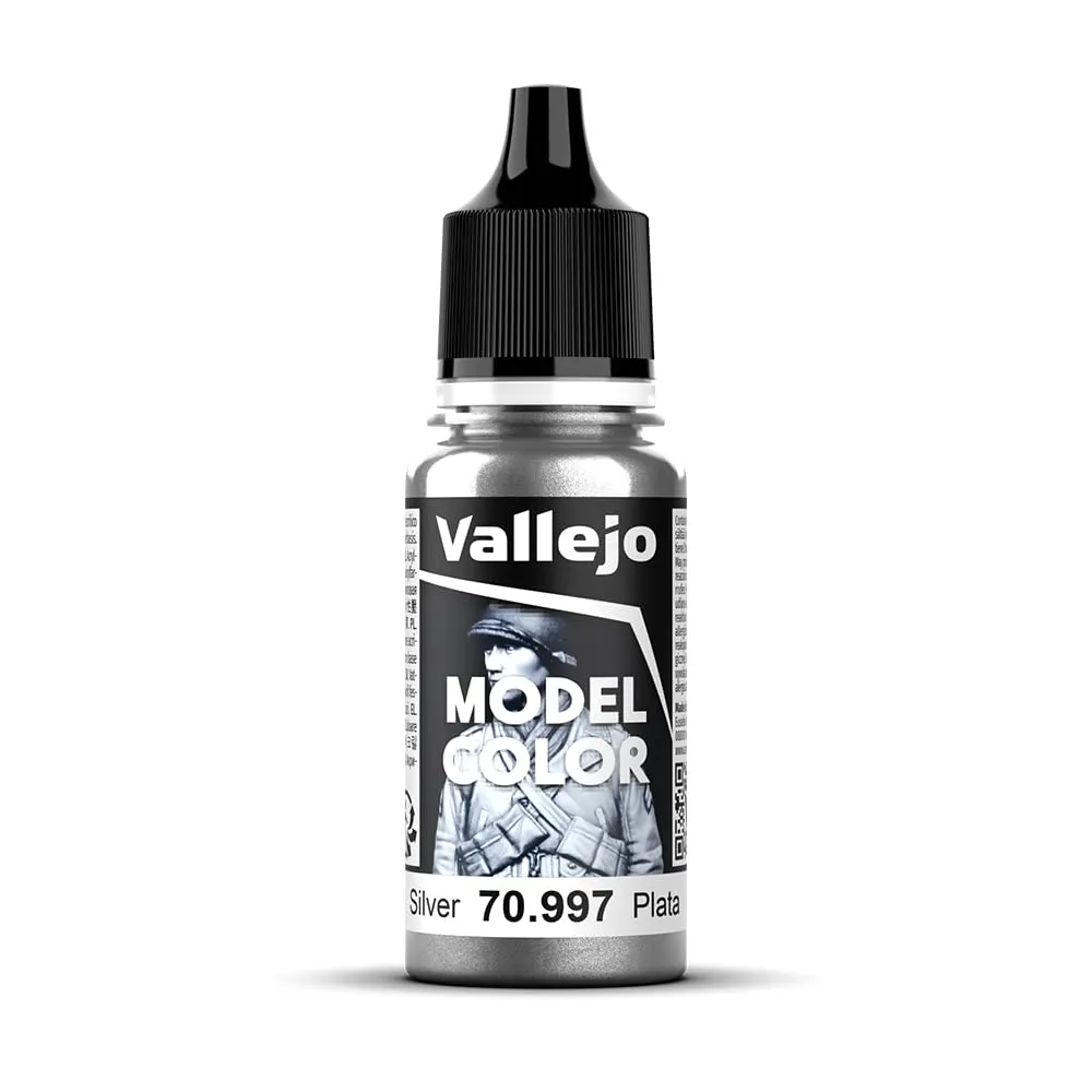 Vallejo 997 Model Color Acrylic, 17 ml, Metallic Silver - immagine 1