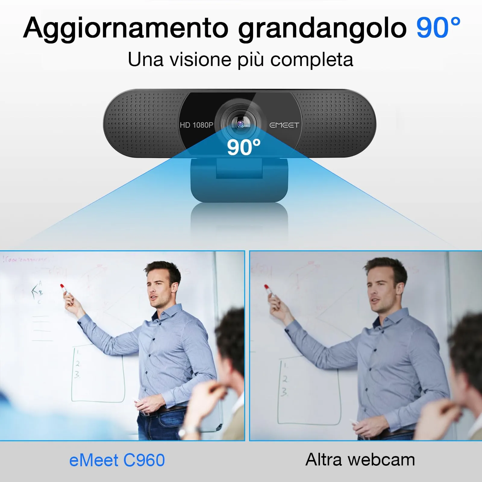 EMEET C960 Full HD 1080P Webcam with Dual Microphone and 90° Field of View - immagine 3
