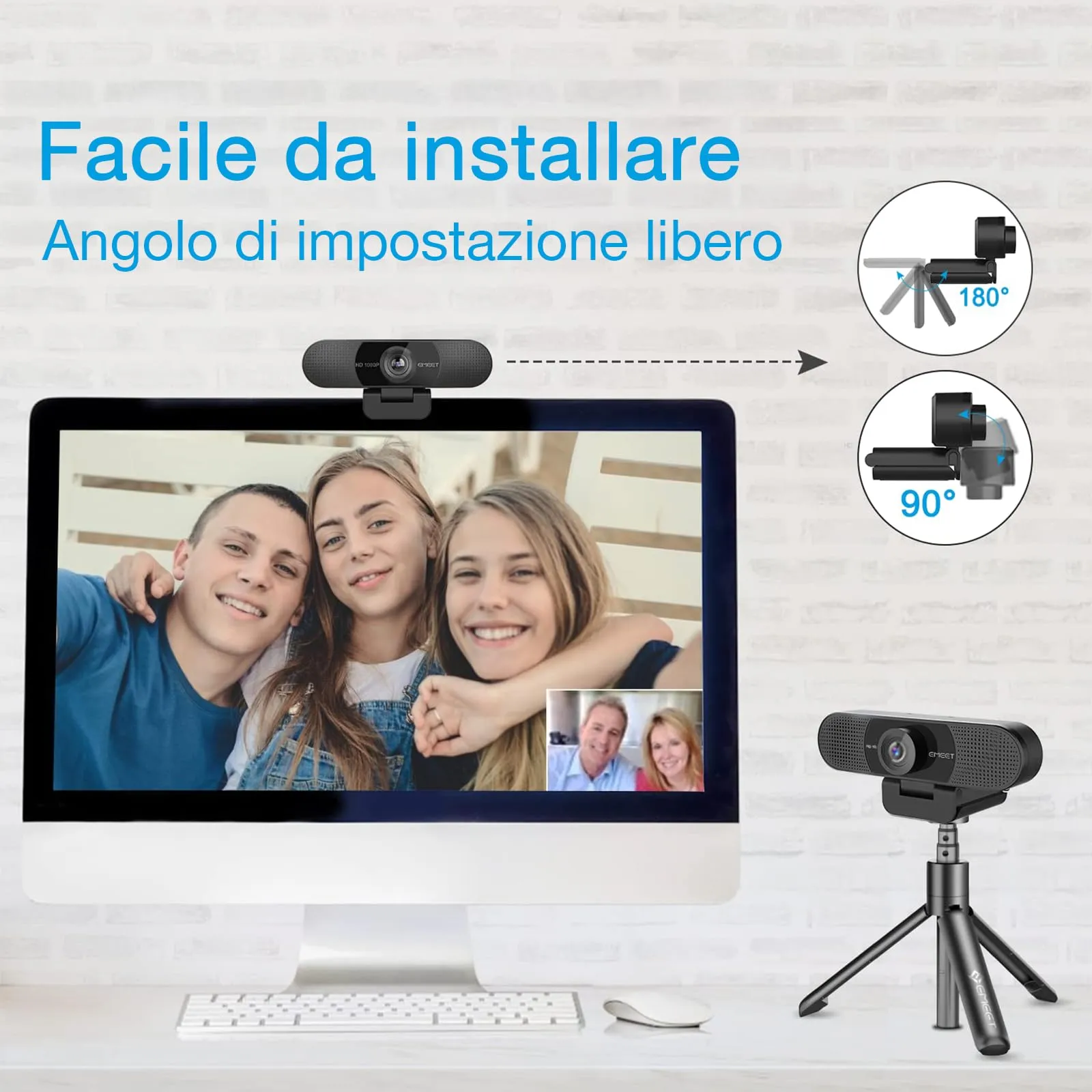 EMEET C960 Full HD 1080P Webcam with Dual Microphone and 90° Field of View - immagine 6