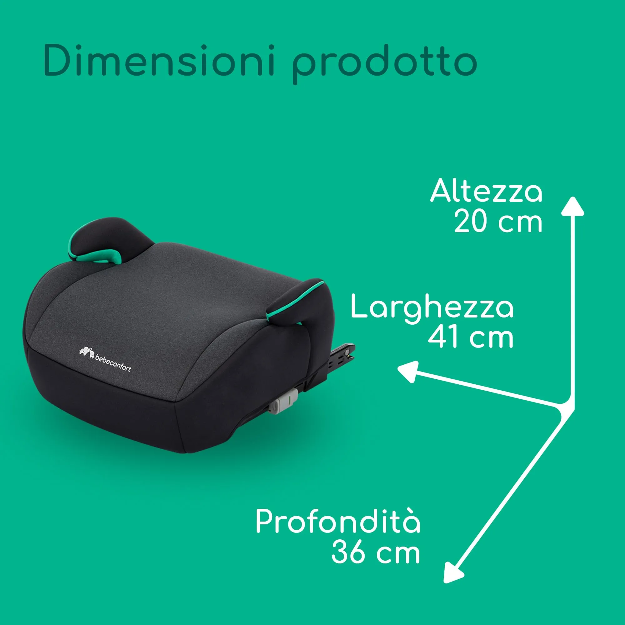 Bebeconfort Manga i-Fix Rialzo Auto Isofix Gruppo 3, 128-150 cm, 22-36 kg, Tinted Black - immagine 8