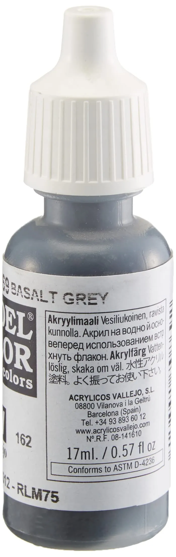 Vallejo 70.869 Model Color Acrylic Paint, Basalt Grey, 17 ml - immagine 3