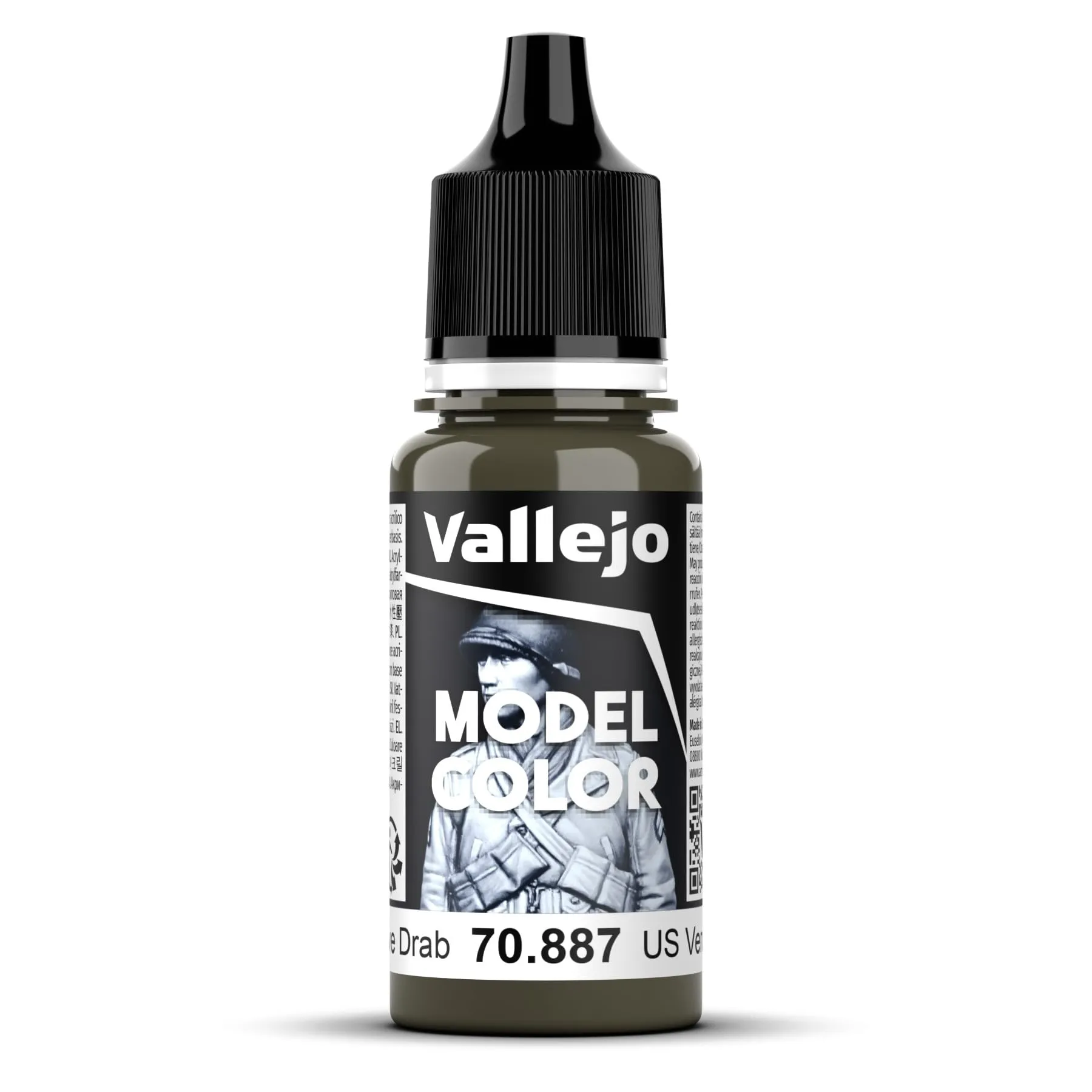 Vallejo 70.887 Colore Acrilico Opaco, Verde Scuro (US Olive Drab), 17 ml - immagine 2