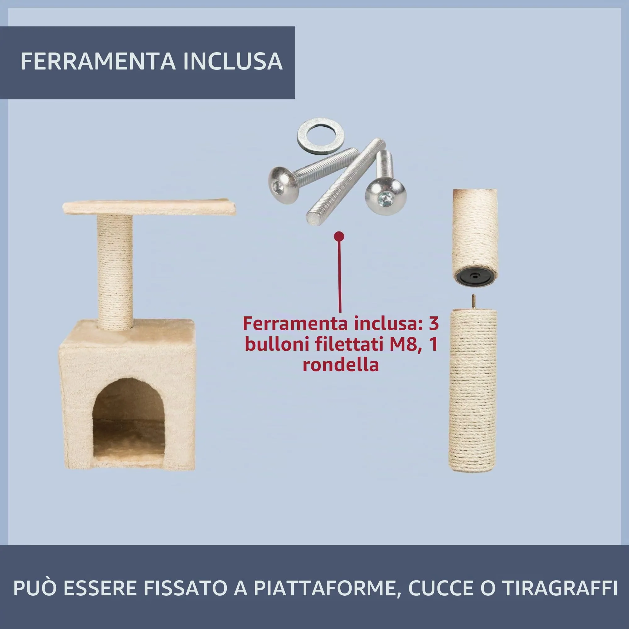 Trixie 43994 Ricambio Tiragraffi in Sisal, ø 9 × 70 cm, Naturale - immagine 5