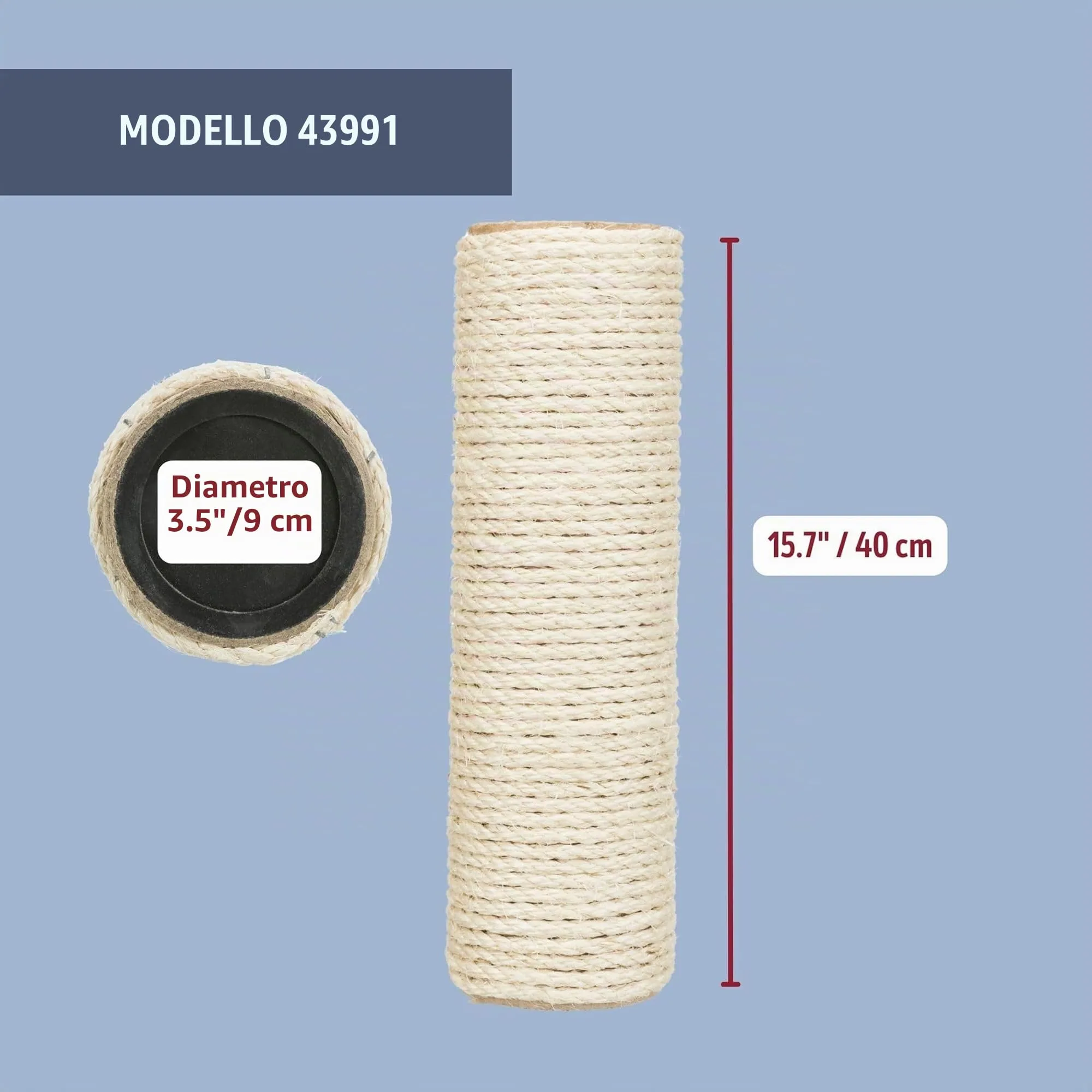 TRIXIE Tronco di ricambio in sisal per tiragraffi gatti – ø 9 × 40 cm - immagine 3