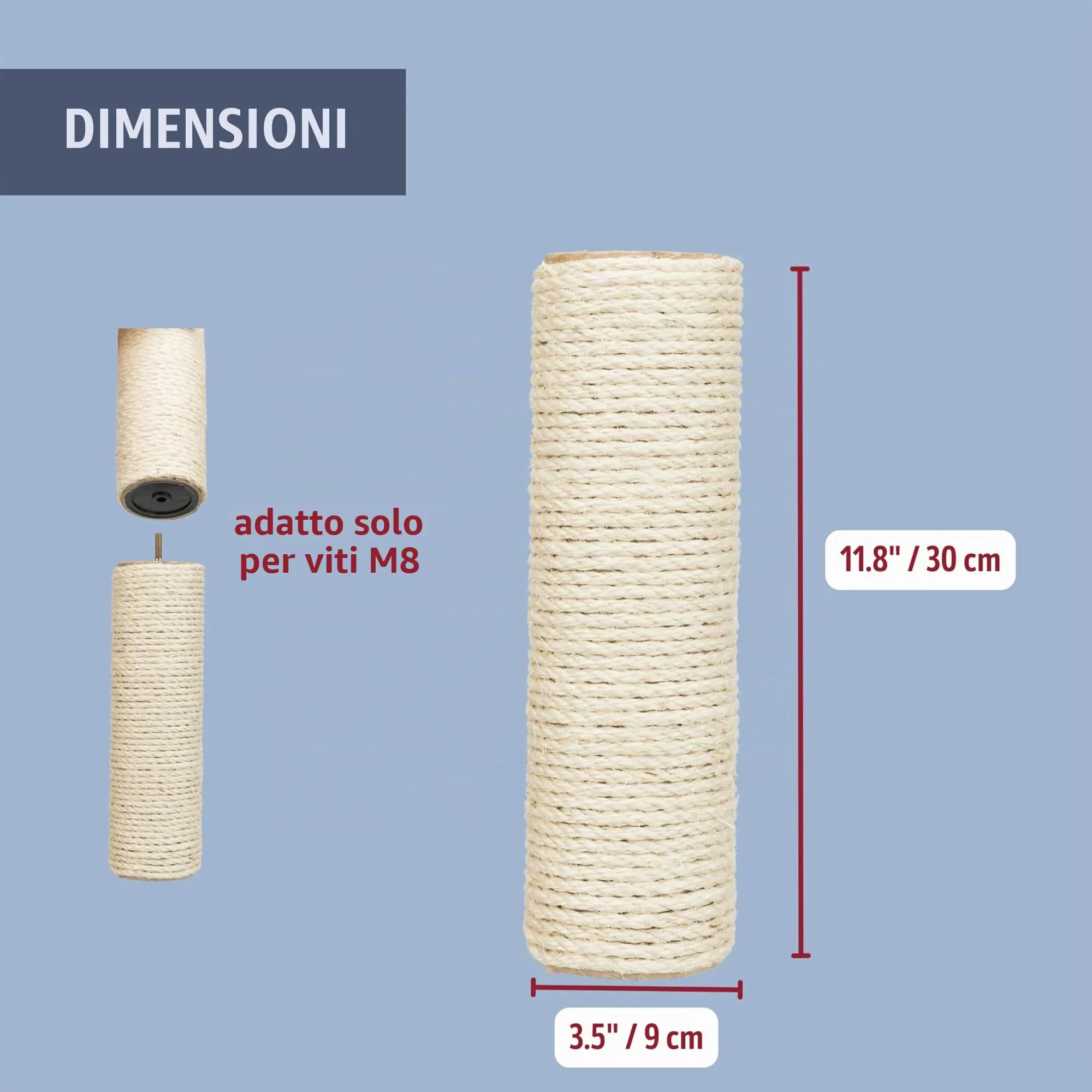 TRIXIE 43990 Ricambio Tiragraffi in Sisal Naturale, M8, Ø 9 x 30 cm - immagine 6